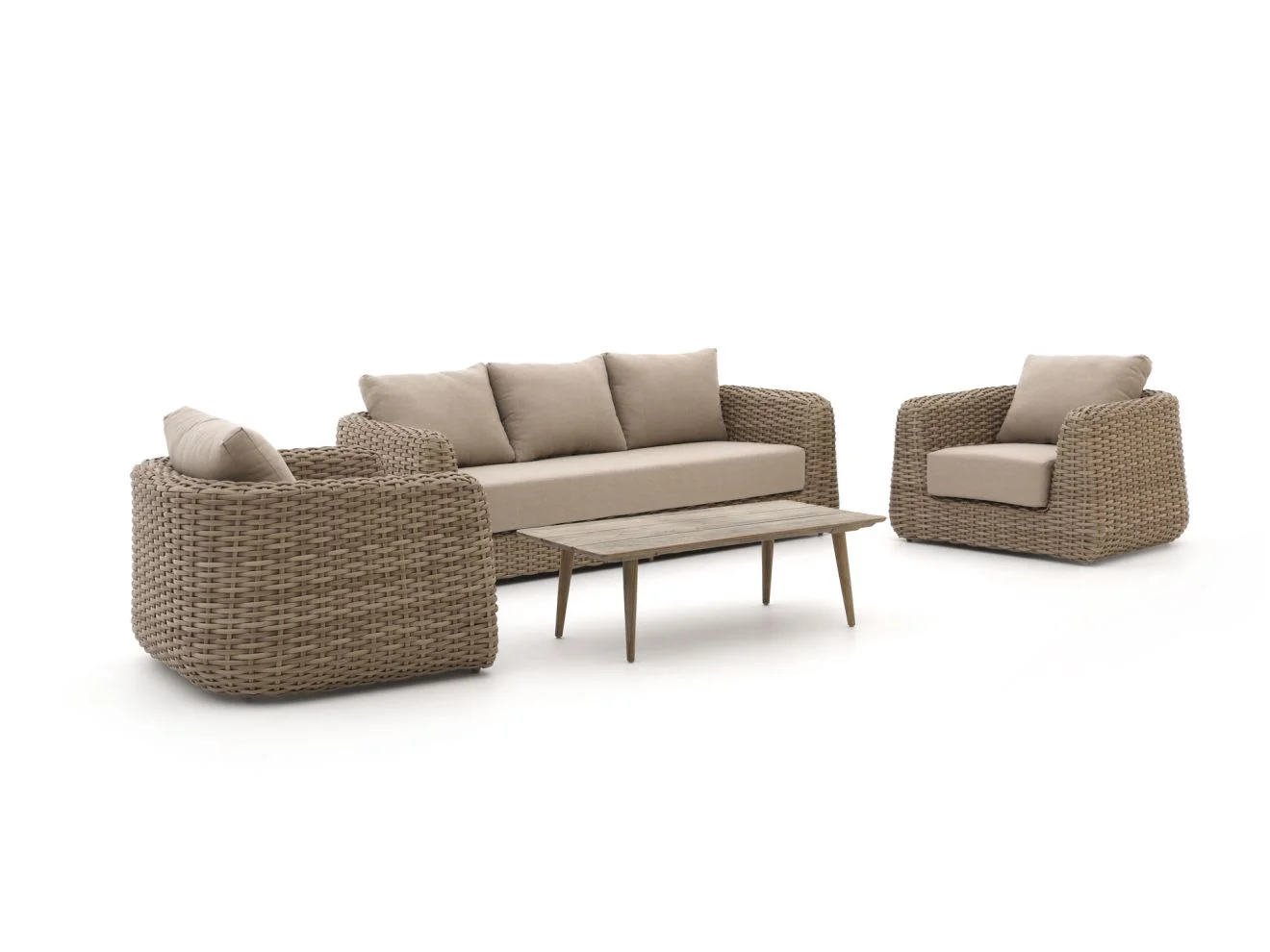 Intenso Furniture Tarcento/Rough-K stoel-bank loungeset 4-delig - Taupe