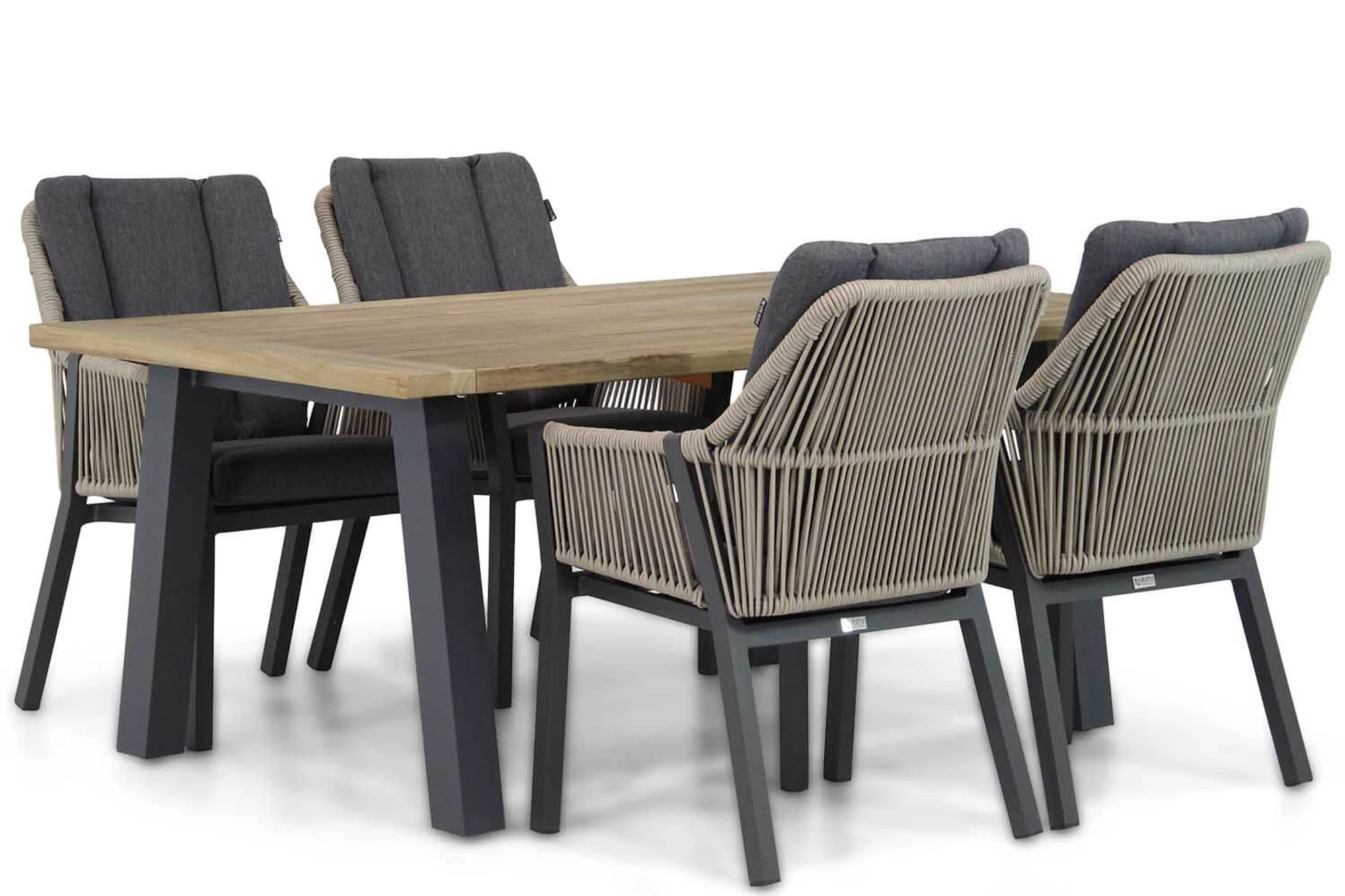 Lifestyle Garden Furniture Verona/Glasgow 180 cm dining tuinset 5-delig - Taupe-naturel-bruin