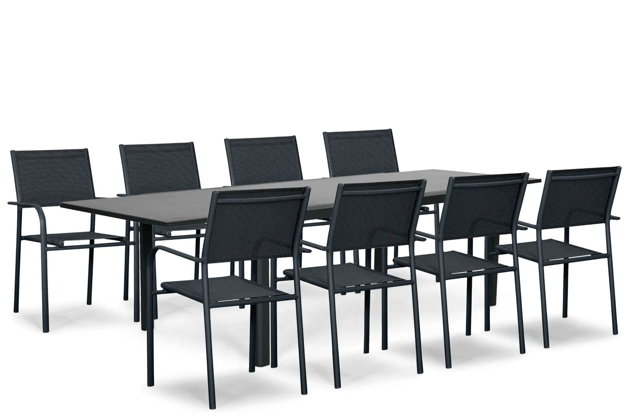Presto Brentino/Tivario 200/300x97 cm dining tuinset 9-delig - Grijs-antraciet