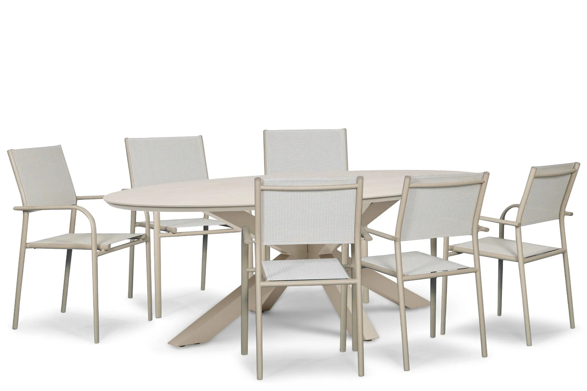 Presto Brentino/Lunea 240x120 cm dining tuinset 7-delig - Taupe-naturel-bruin