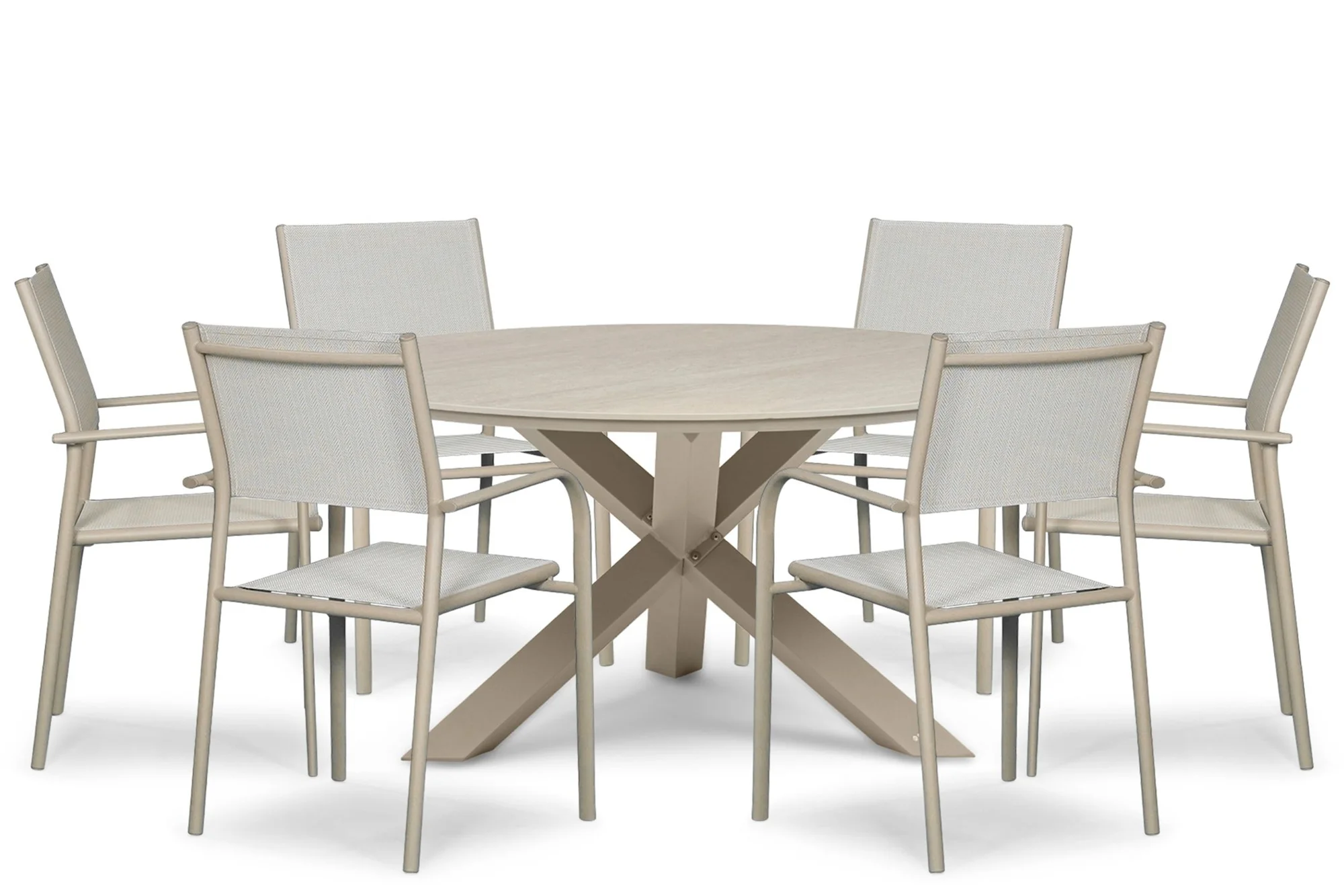 Presto Brentino/Xento 150 cm dining tuinset 7-delig - Taupe-naturel-bruin