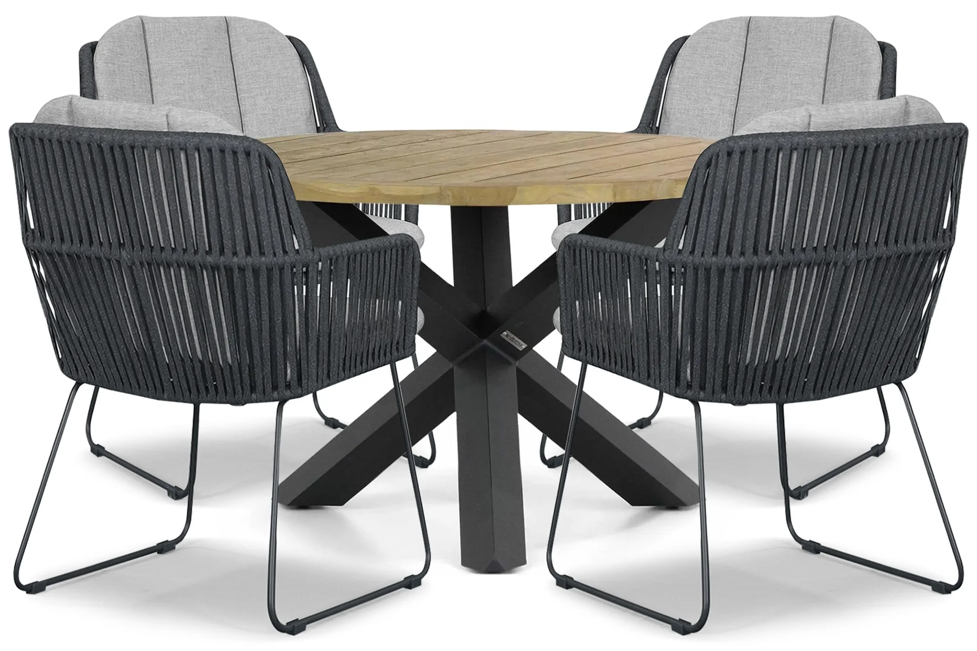 Domani Furniture Trivento/Rockville 120 cm dining tuinset 5-delig - Grijs-antraciet