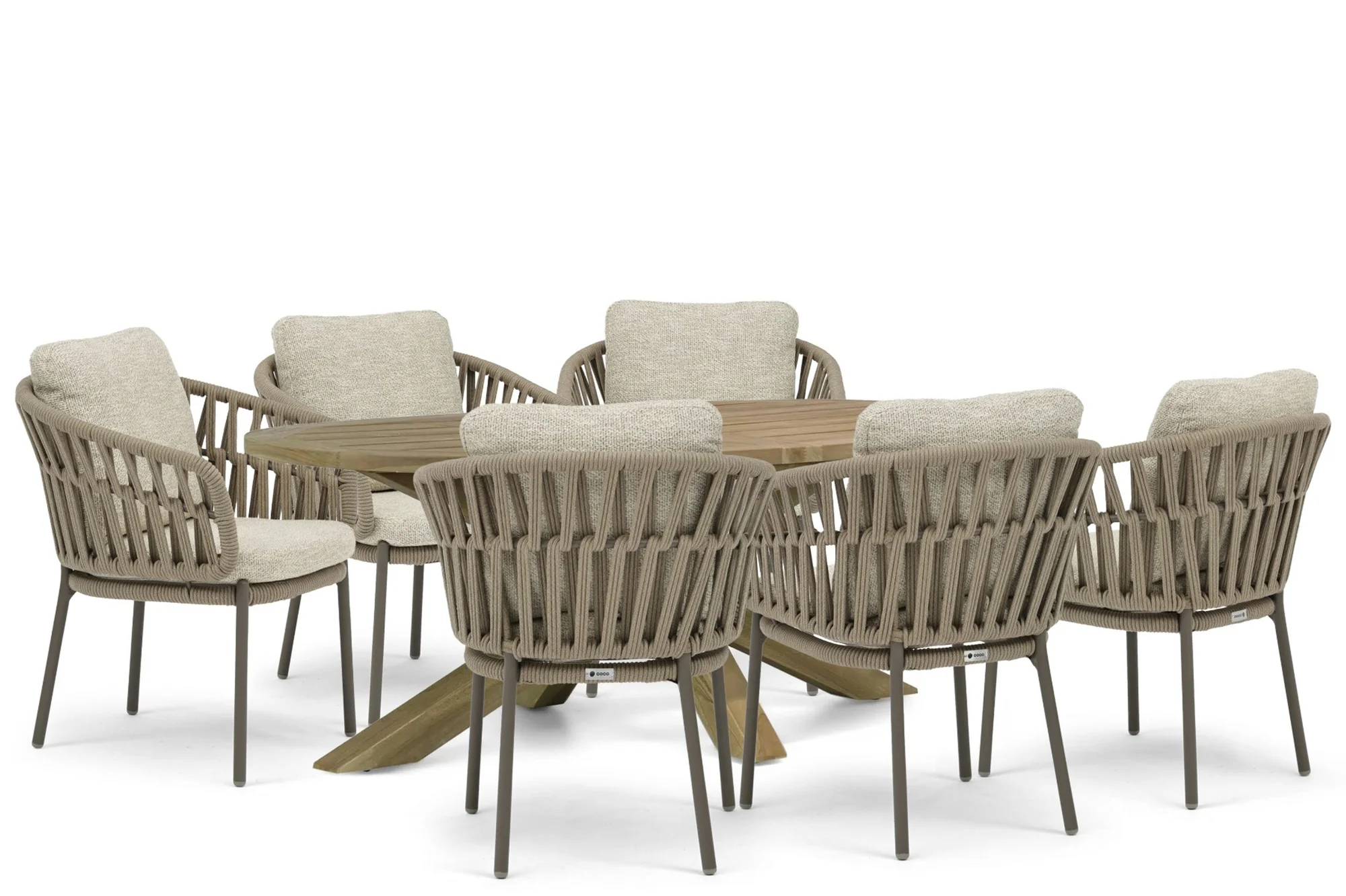 Coco Viento/Boston 240×120 cm dining tuinset 7-delig – Zand/Beige