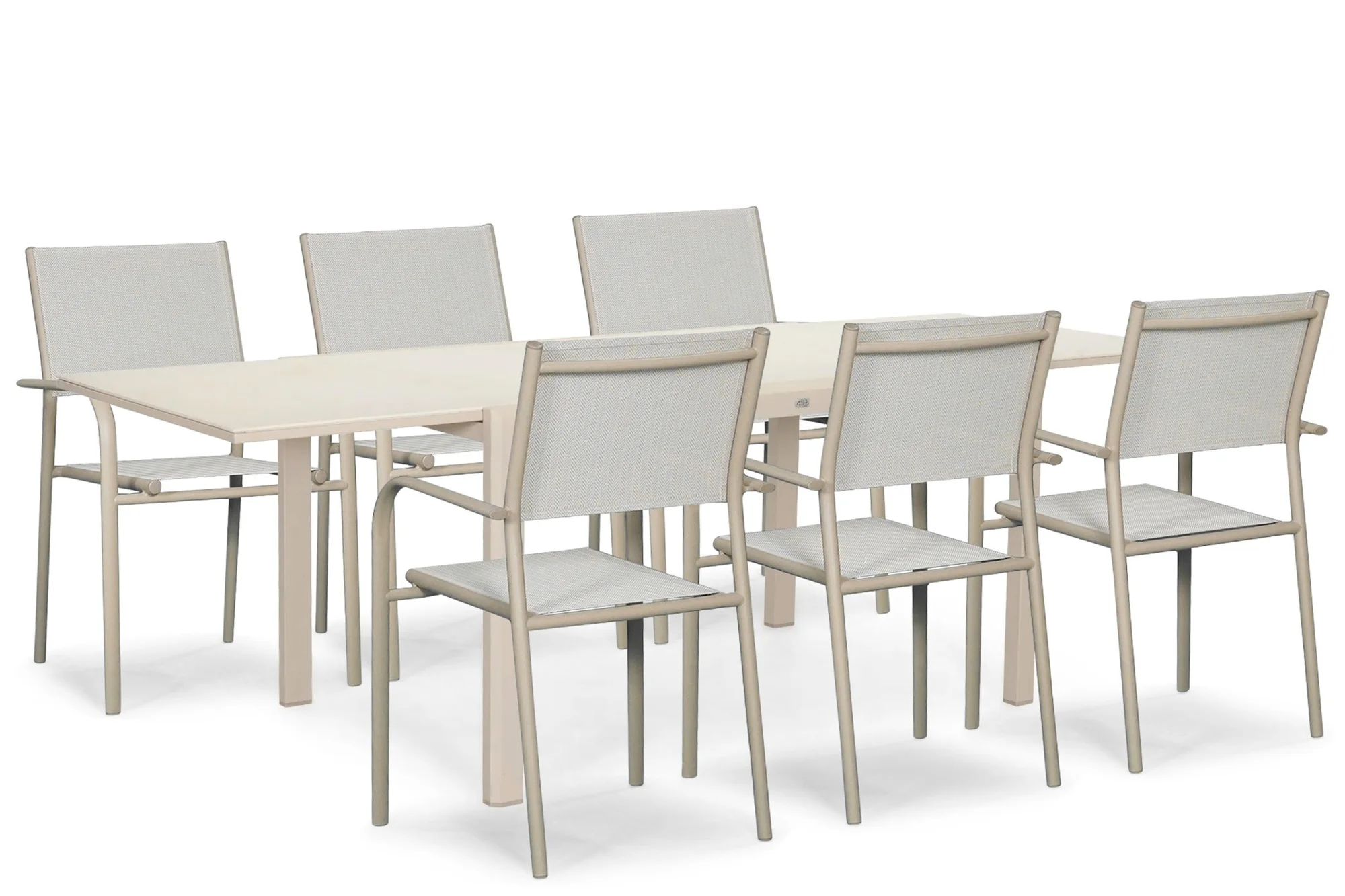 Presto Brentino/Montaro 140/240x90 cm dining tuinset 7-delig - Taupe-naturel-bruin