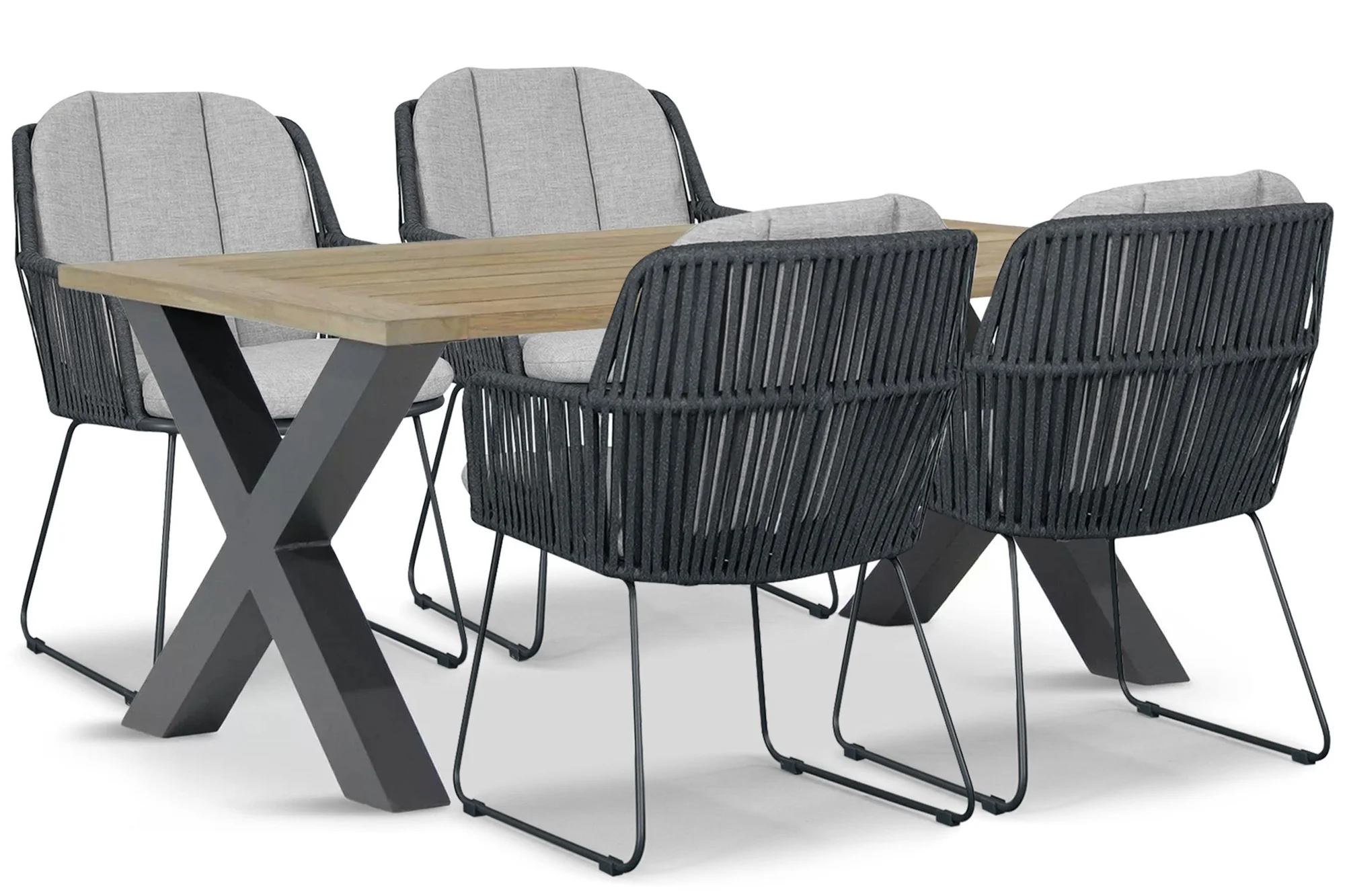 Domani Furniture Trivento/Cardiff 180x100 cm dining tuinset 5-delig - Grijs-antraciet
