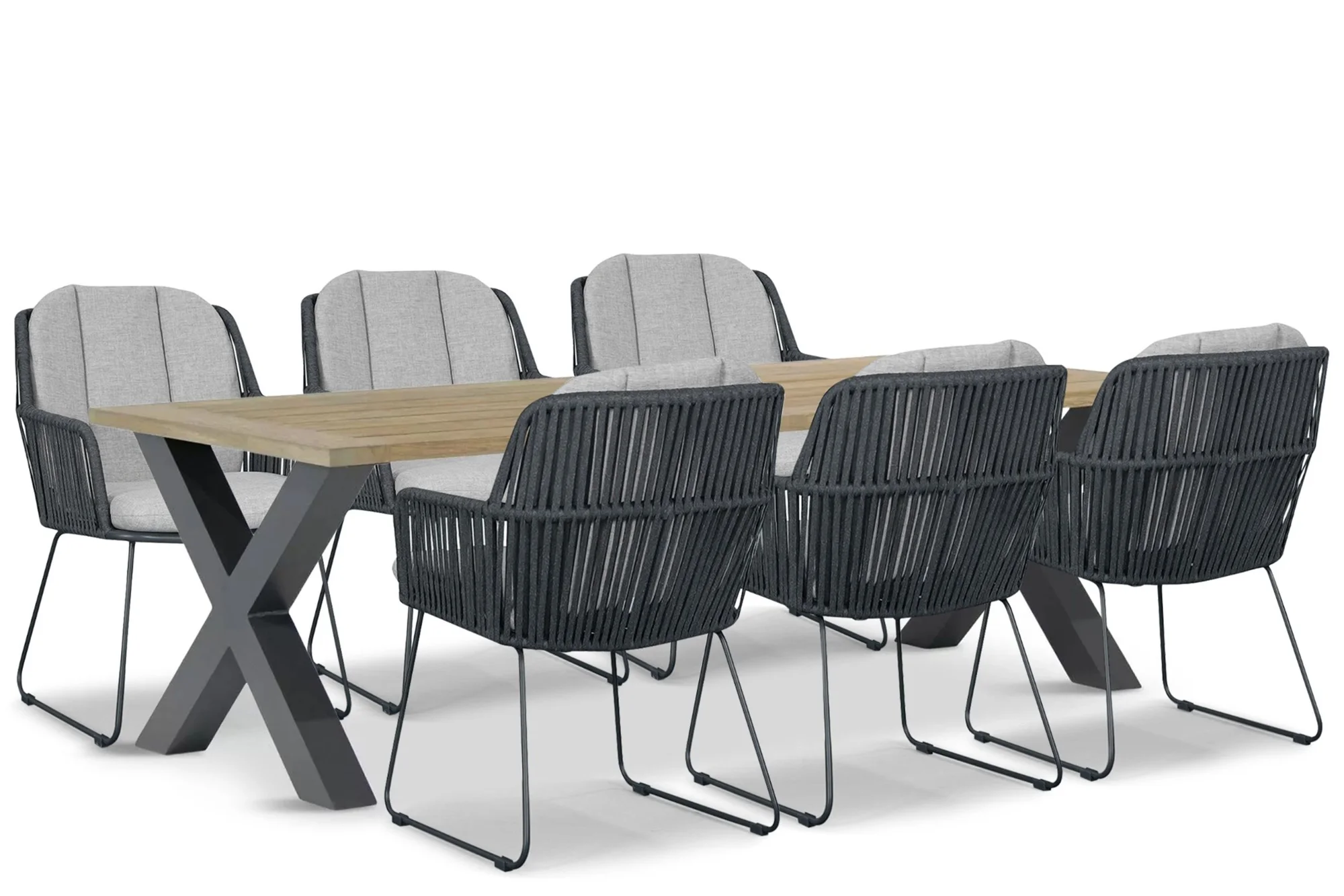 Domani Furniture Trivento/Cardiff 240x100 cm dining tuinset 7-delig - Grijs-antraciet