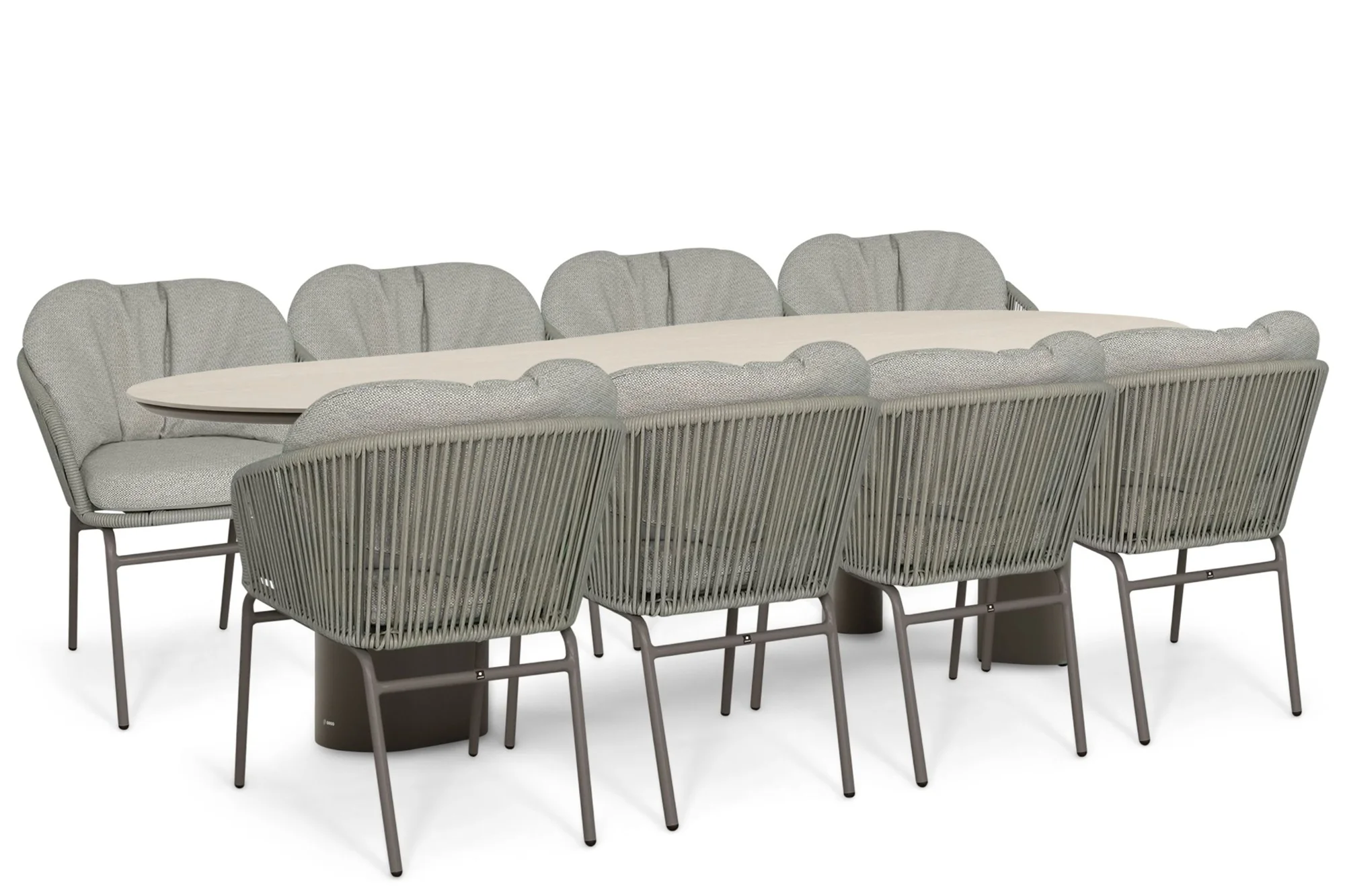 Coco Livo/Weave 300x120 cm dining tuinset 9-delig - Taupe-naturel-bruin