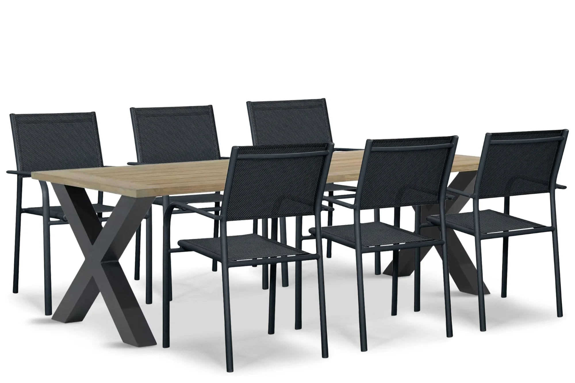 Presto Brentino/Cardiff 240x100 cm dining tuinset 7-delig - Grijs-antraciet