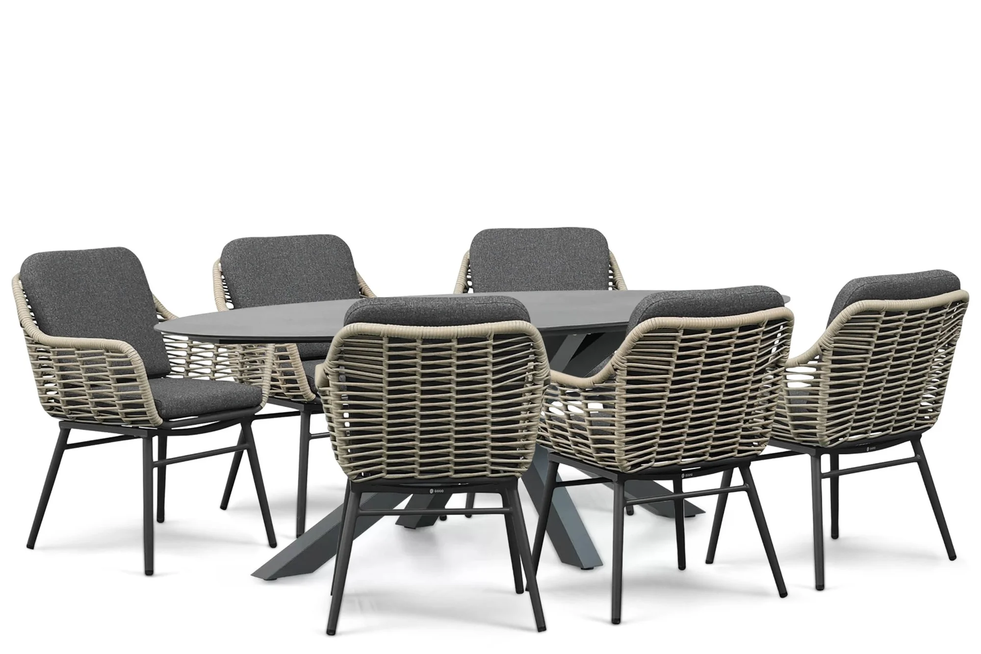 Coco Antoni/Ellisse 240×107 cm dining tuinset 7-delig – Grijs-antraciet