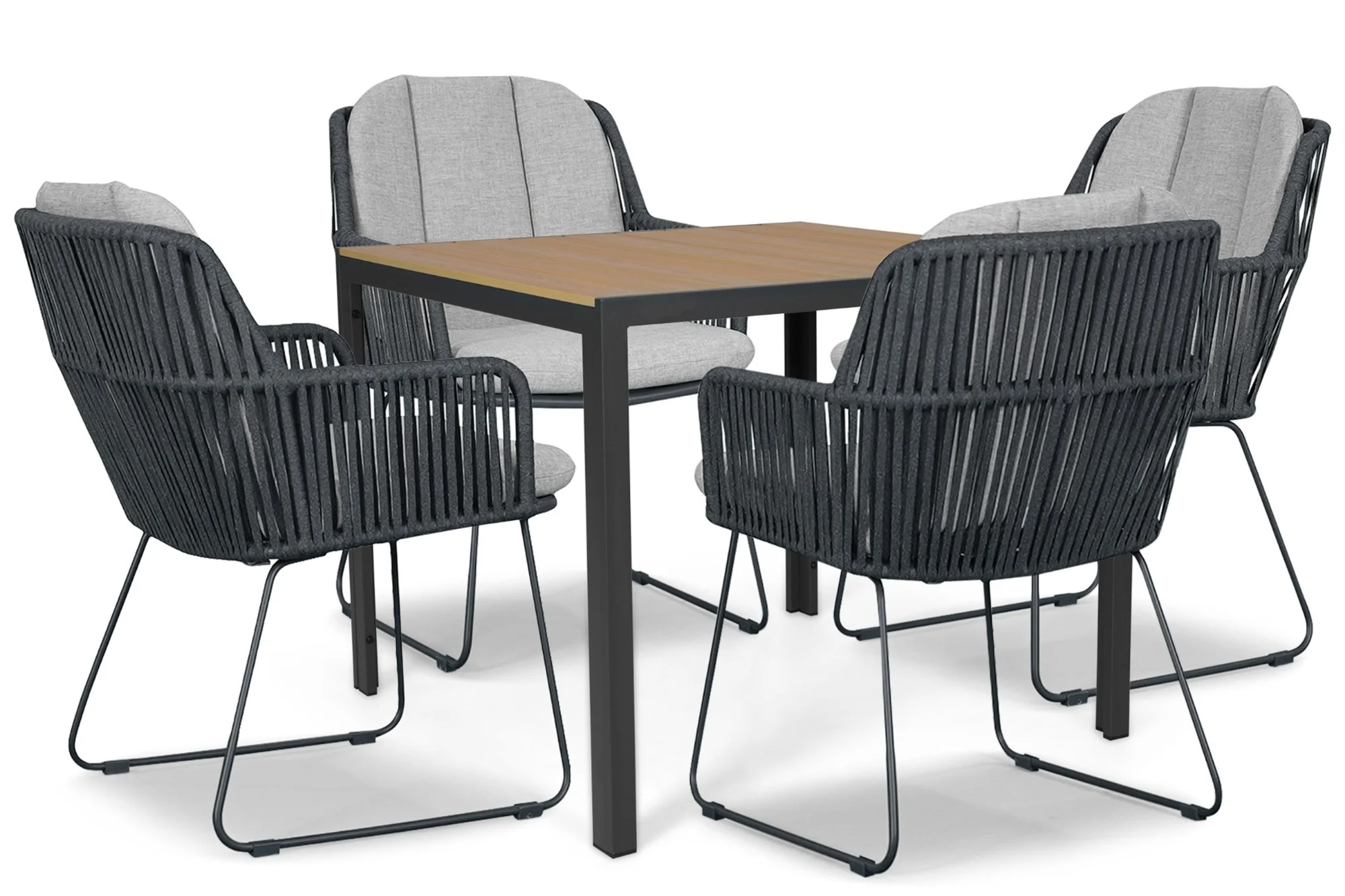 Domani Furniture Trivento/Creta 90x90 cm dining tuinset 5-delig - Grijs-antraciet