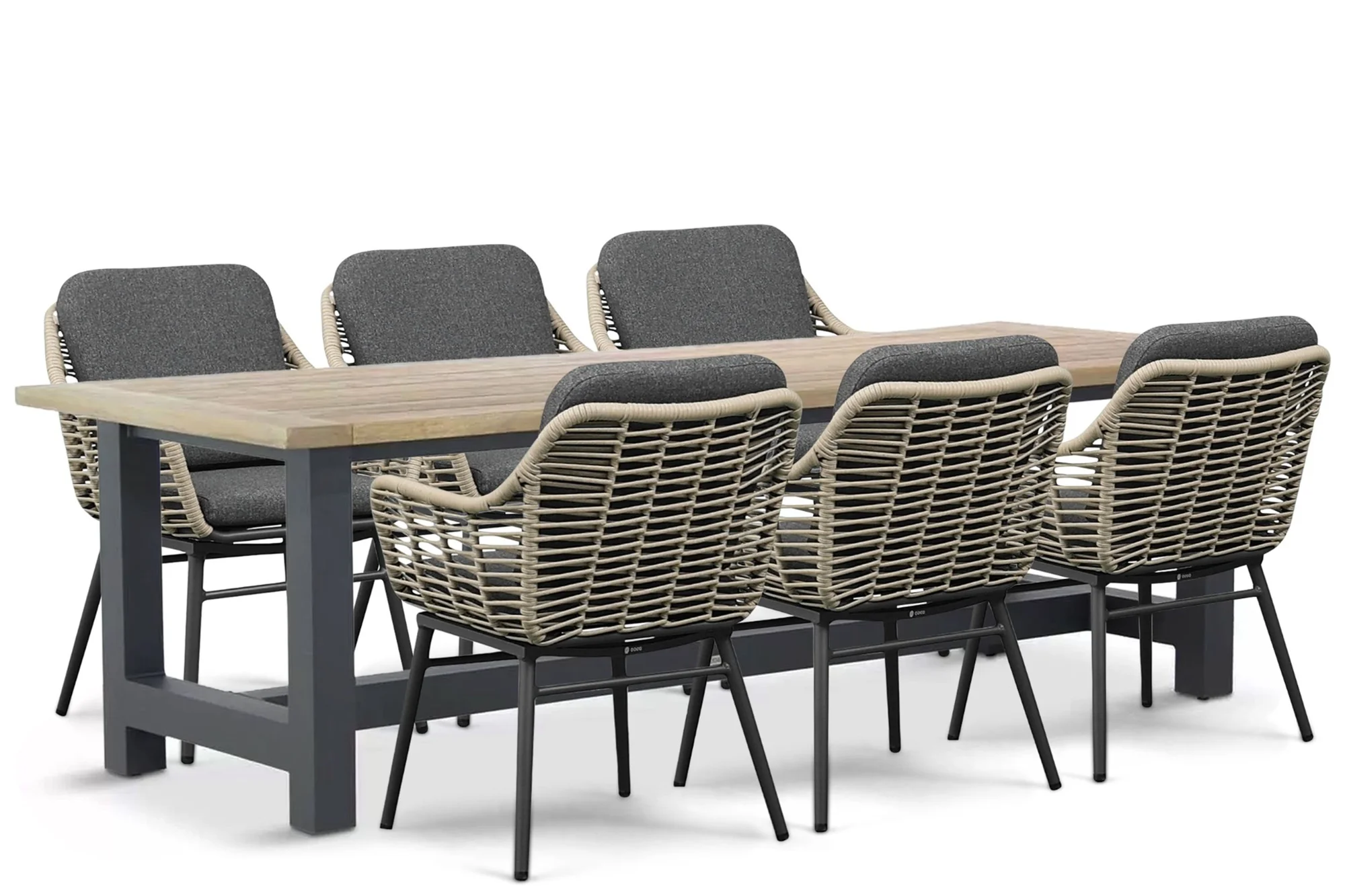 Coco Antoni/San Francisco 260×100 cm dining tuinset 7-delig – Grijs-antraciet