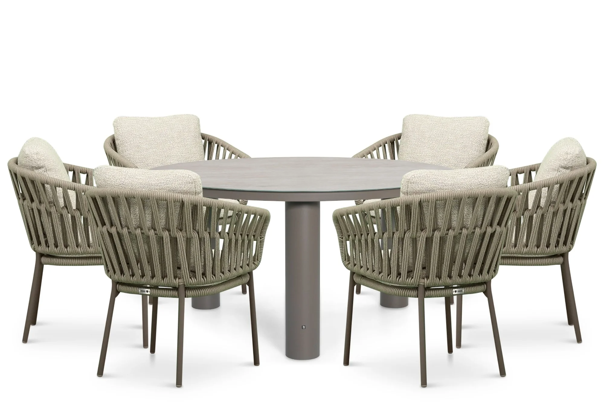 Coco Viento/Arancia 150 cm dining tuinset 7-delig – Taupe-naturel-bruin