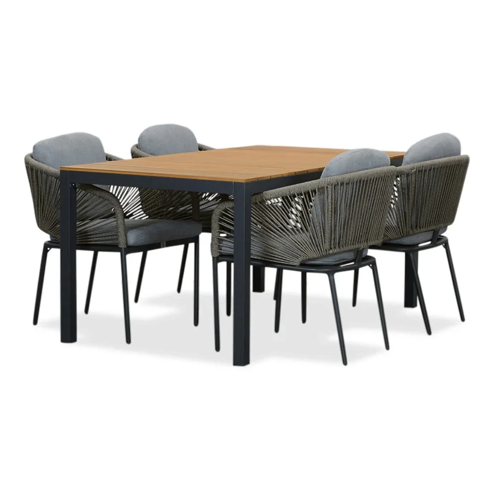 LUX outdoor living Delta/Savanna dining tuinset | 4 personen | teakhout + aluminium | 160cm - Antraciet