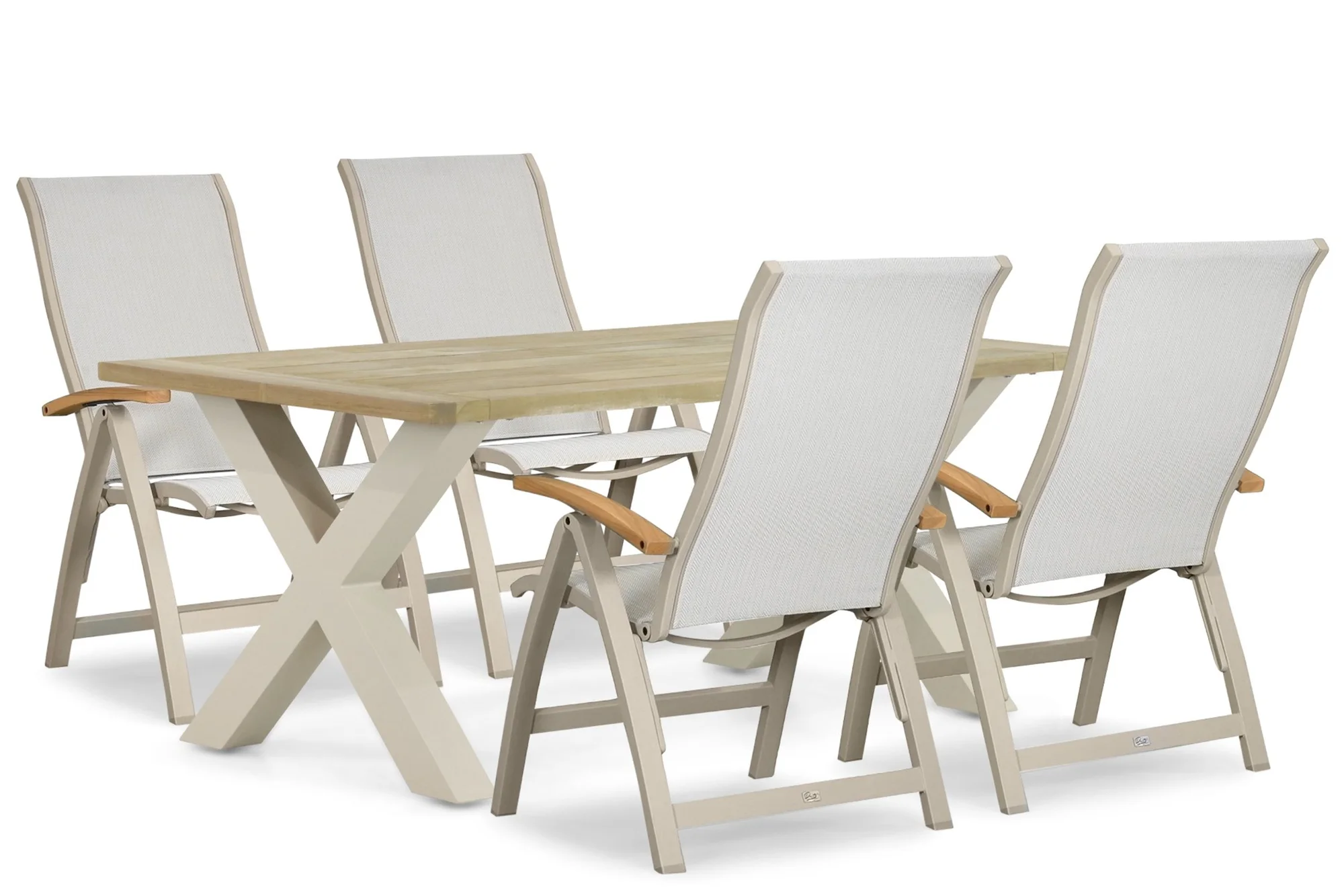 Presto Tarenta/Cardiff 180x100 cm dining tuinset 5-delig - Taupe-naturel-bruin