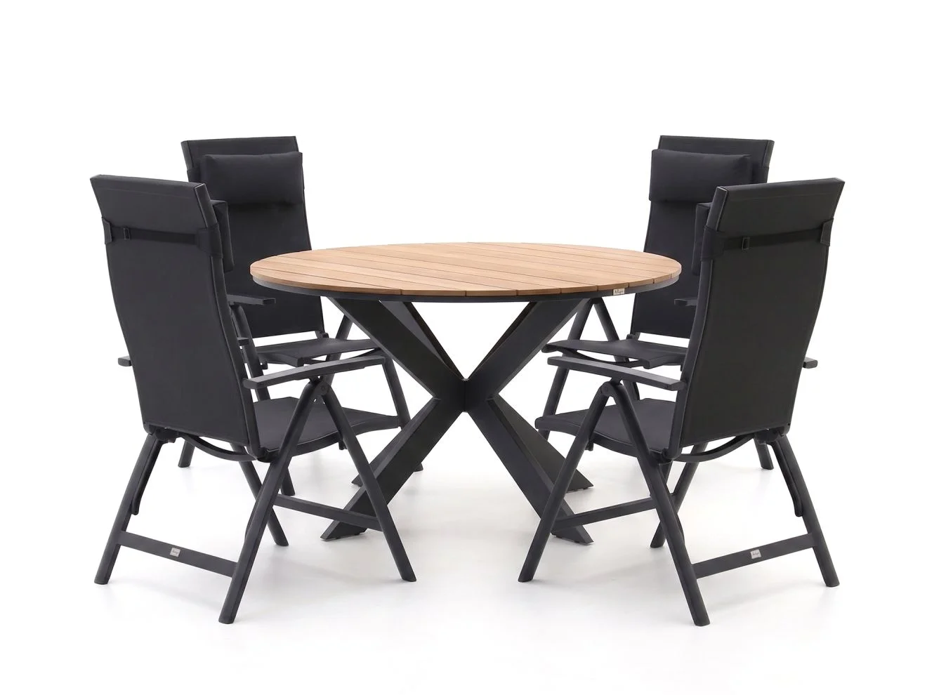 Bellagio tuinmeubelen Avio/Fidenza ø126cm dining tuinset 5-delig verstelbaar - Grijs