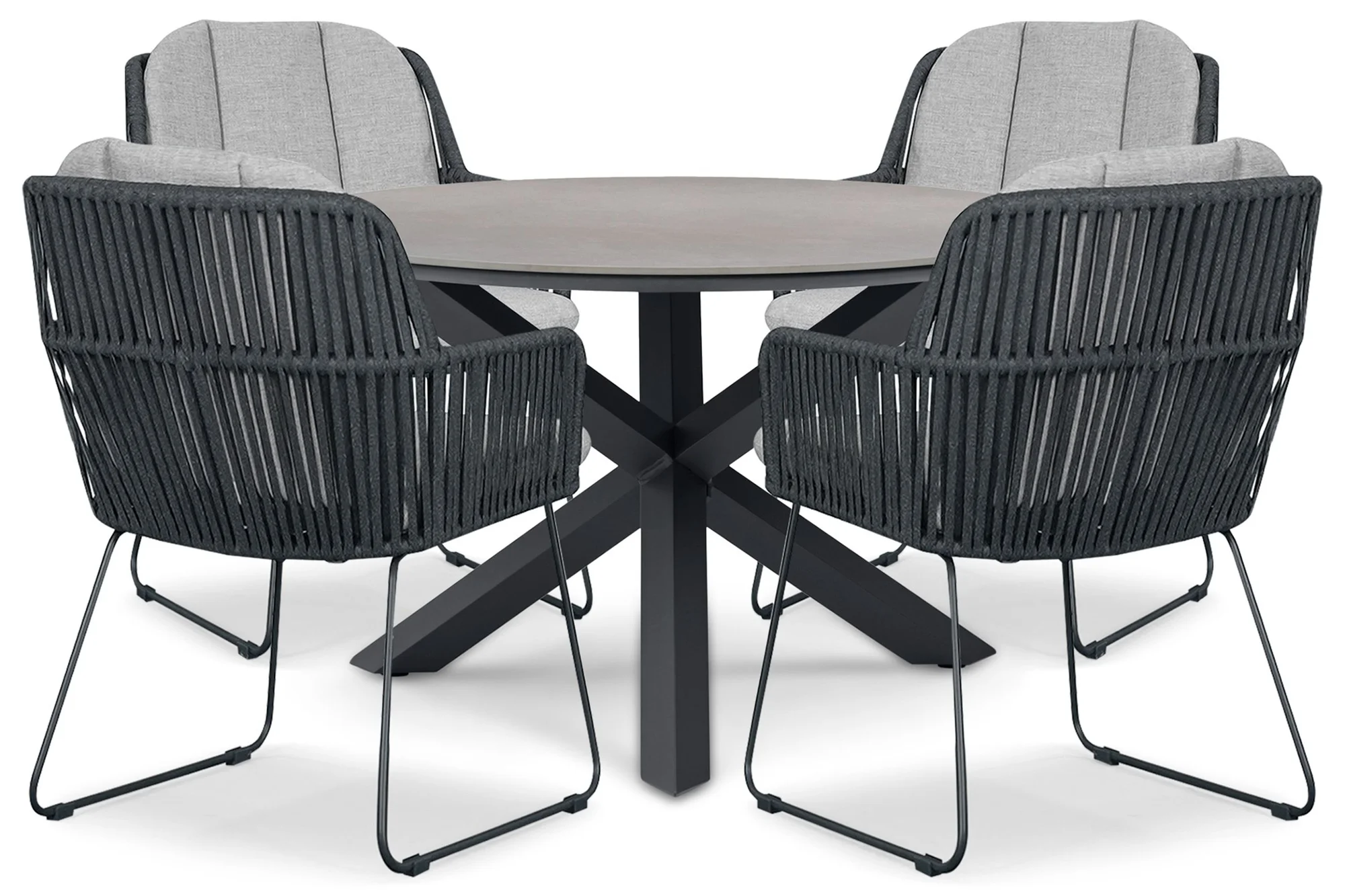 Domani Furniture Trivento/Xento 120 cm dining tuinset 5-delig - Grijs-antraciet