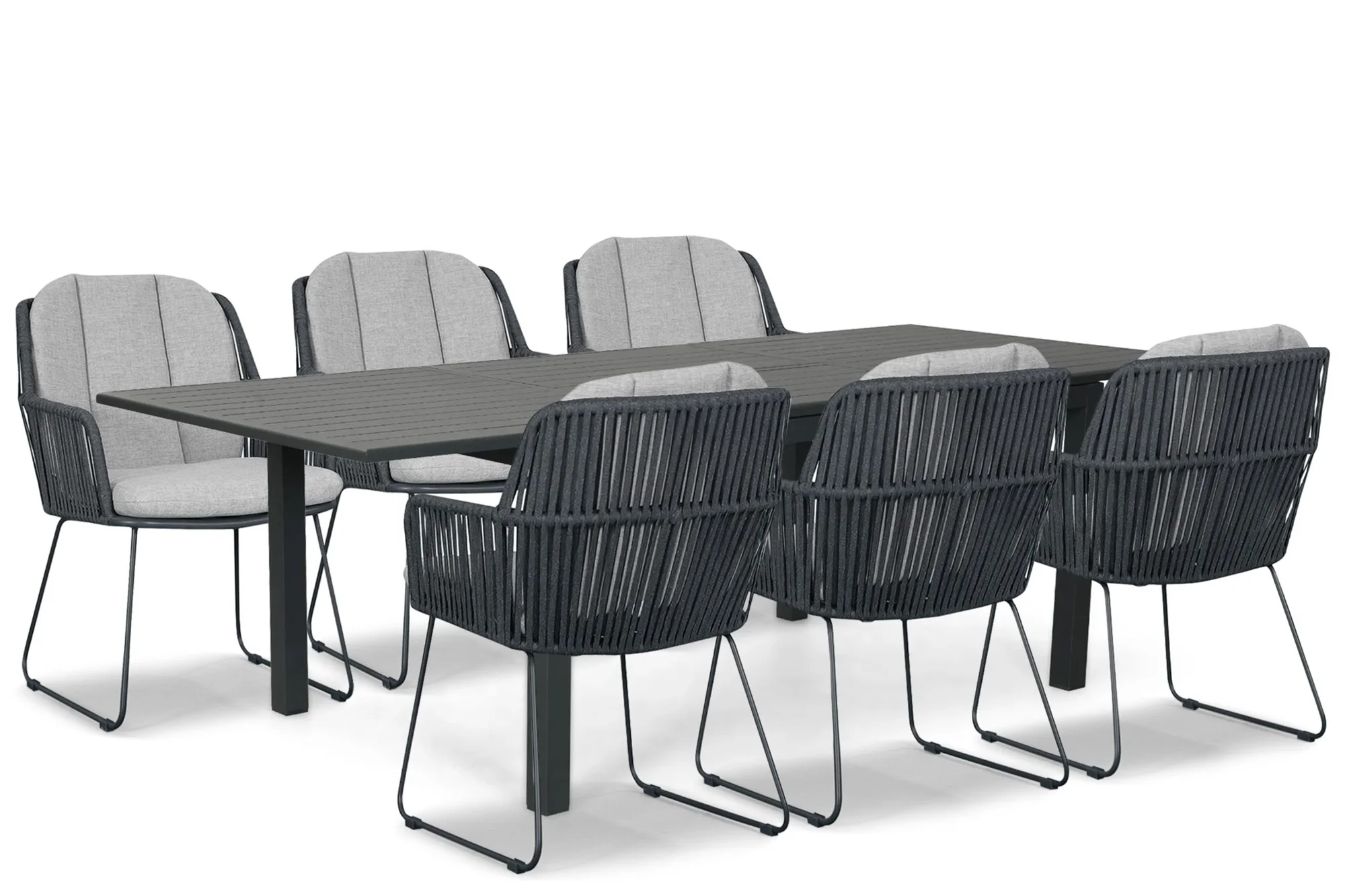 Domani Furniture Trivento/Arvento 160/240x100 cm dining tuinset 7-delig - Grijs-antraciet