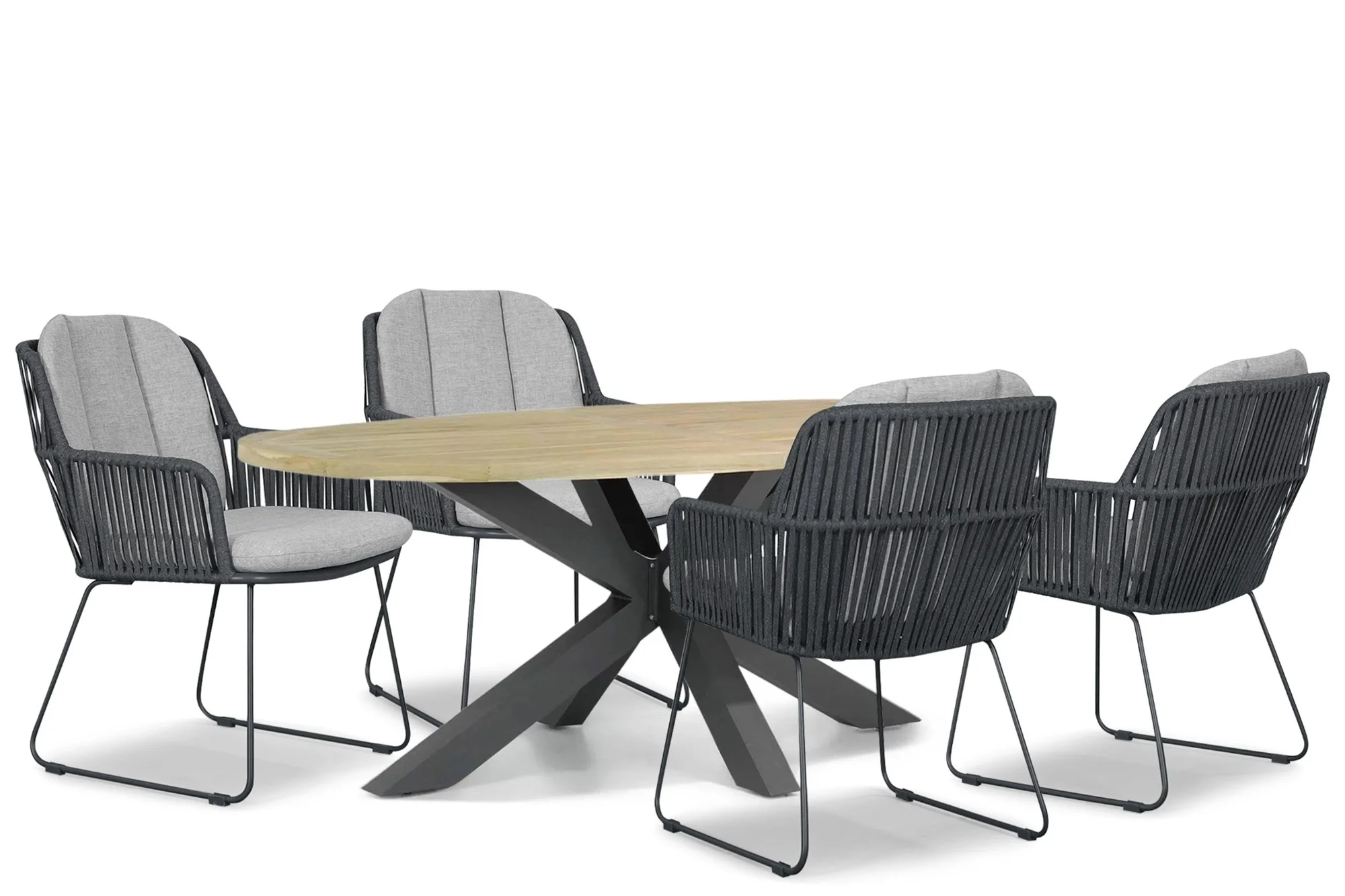 Domani Furniture Trivento/Brookline 200x110 cm dining tuinset 5-delig - Grijs-antraciet