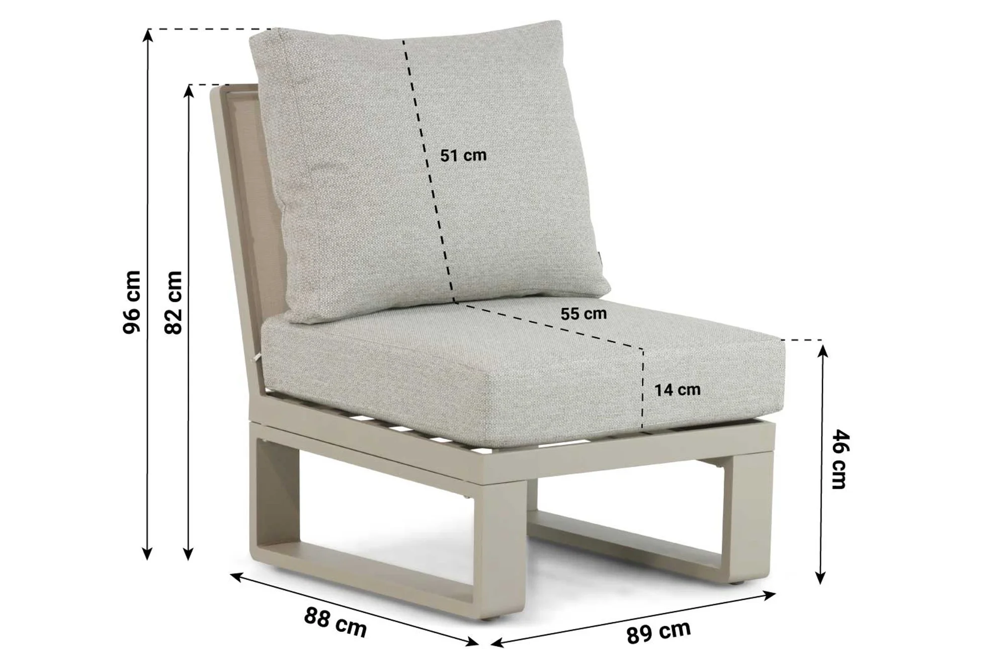 Lifestyle Garden Furniture Lezo midden module - Taupe-naturel-bruin