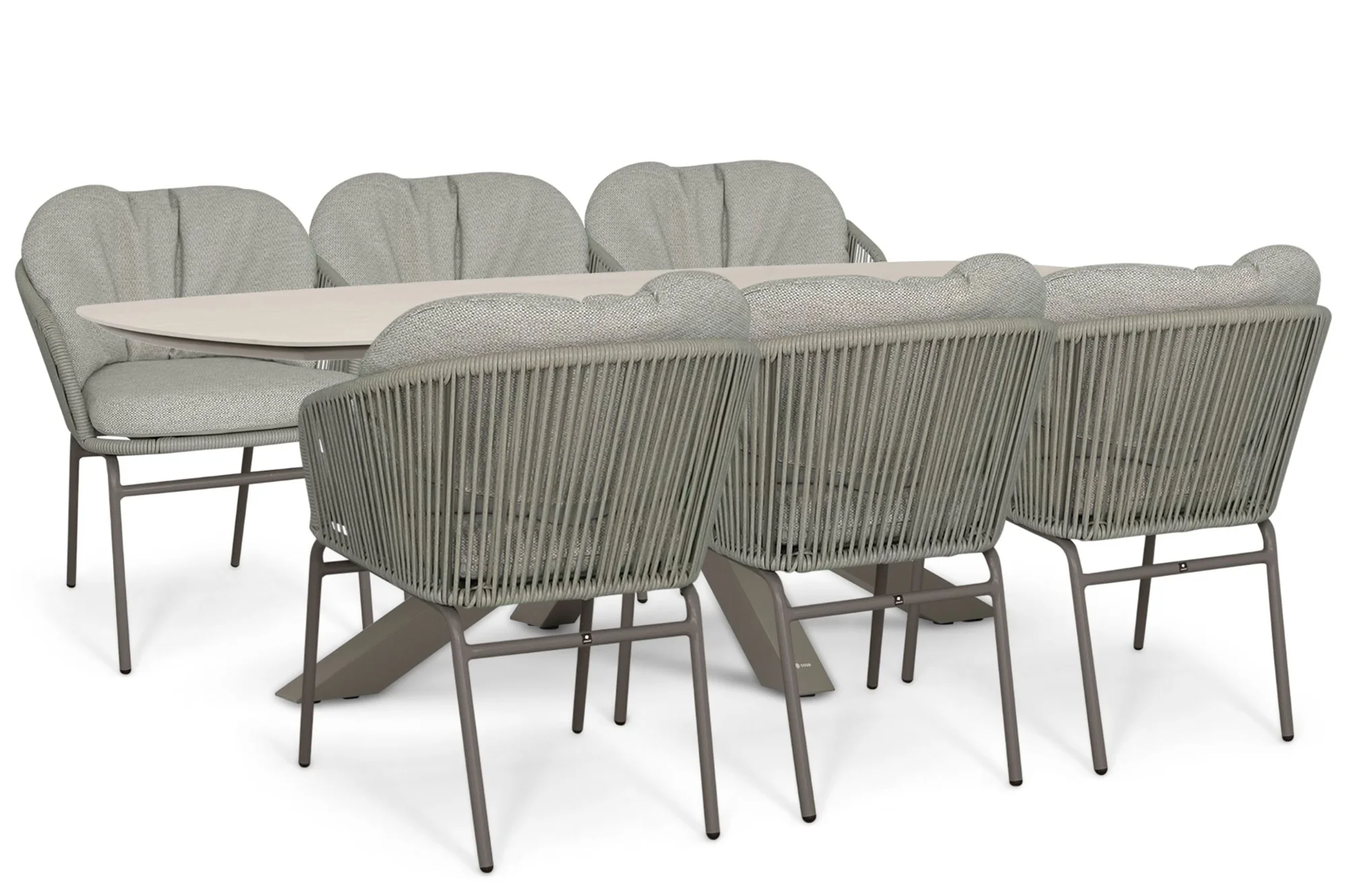 Coco Livo/Voyage 240x120 cm dining tuinset 7-delig - Taupe-naturel-bruin