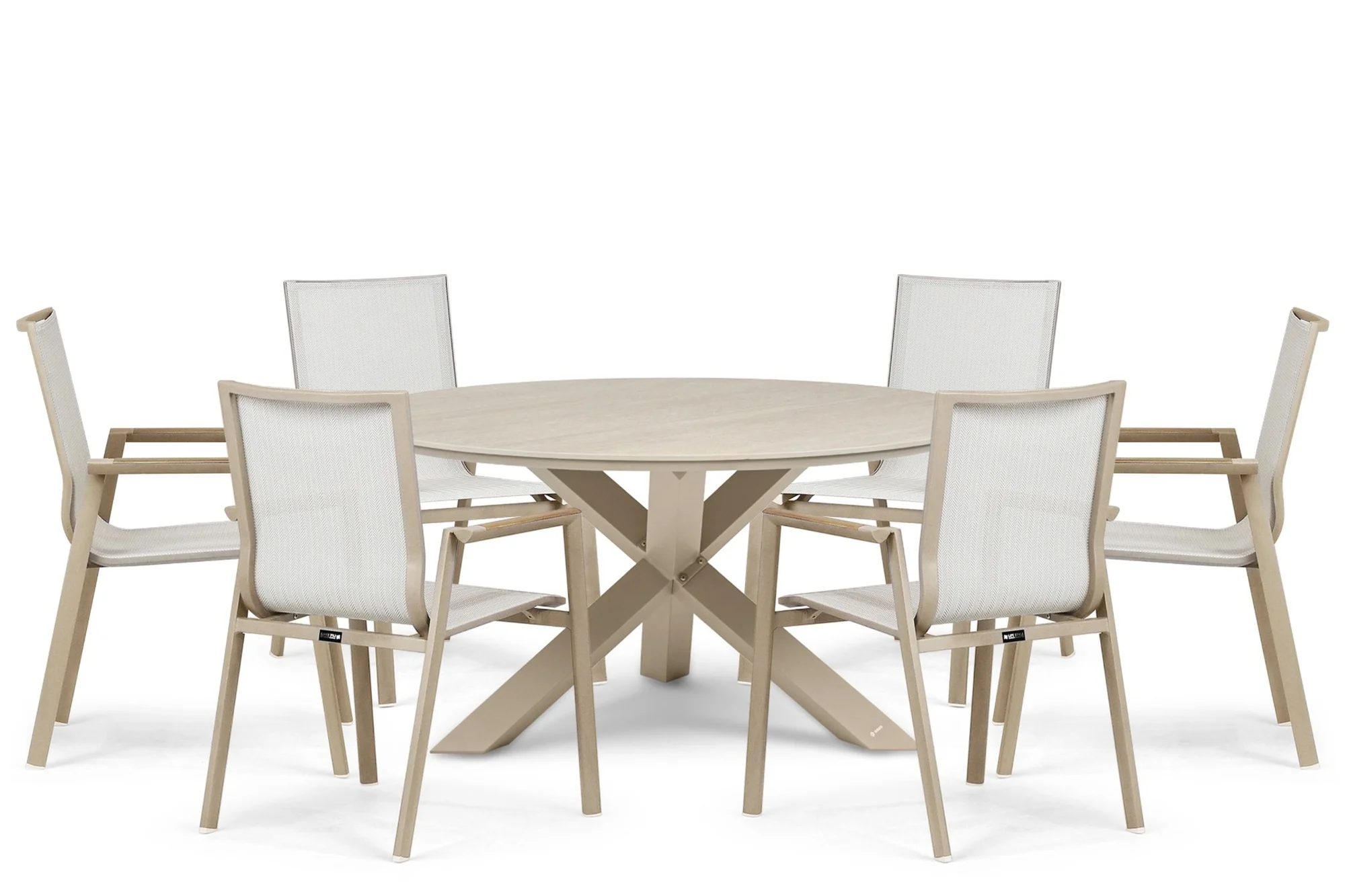 Lifestyle Garden Furniture Lifetyle Fiora/Xento 150 cm dining tuinset 7-delig – Zand/Beige
