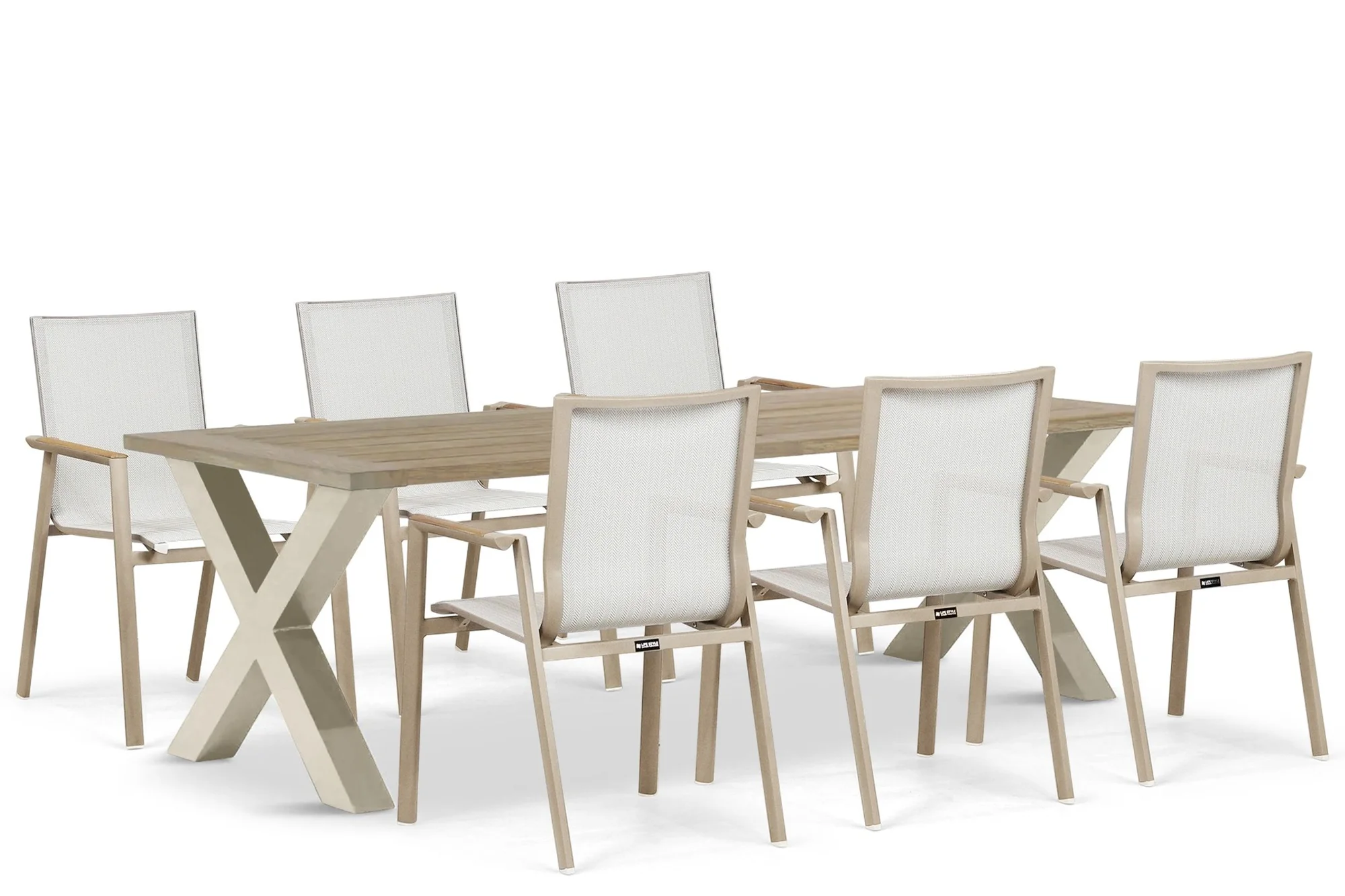 Lifestyle Garden Furniture Fiora/Cardiff 240×100 cm dining tuinset 7-delig – Zand/Beige
