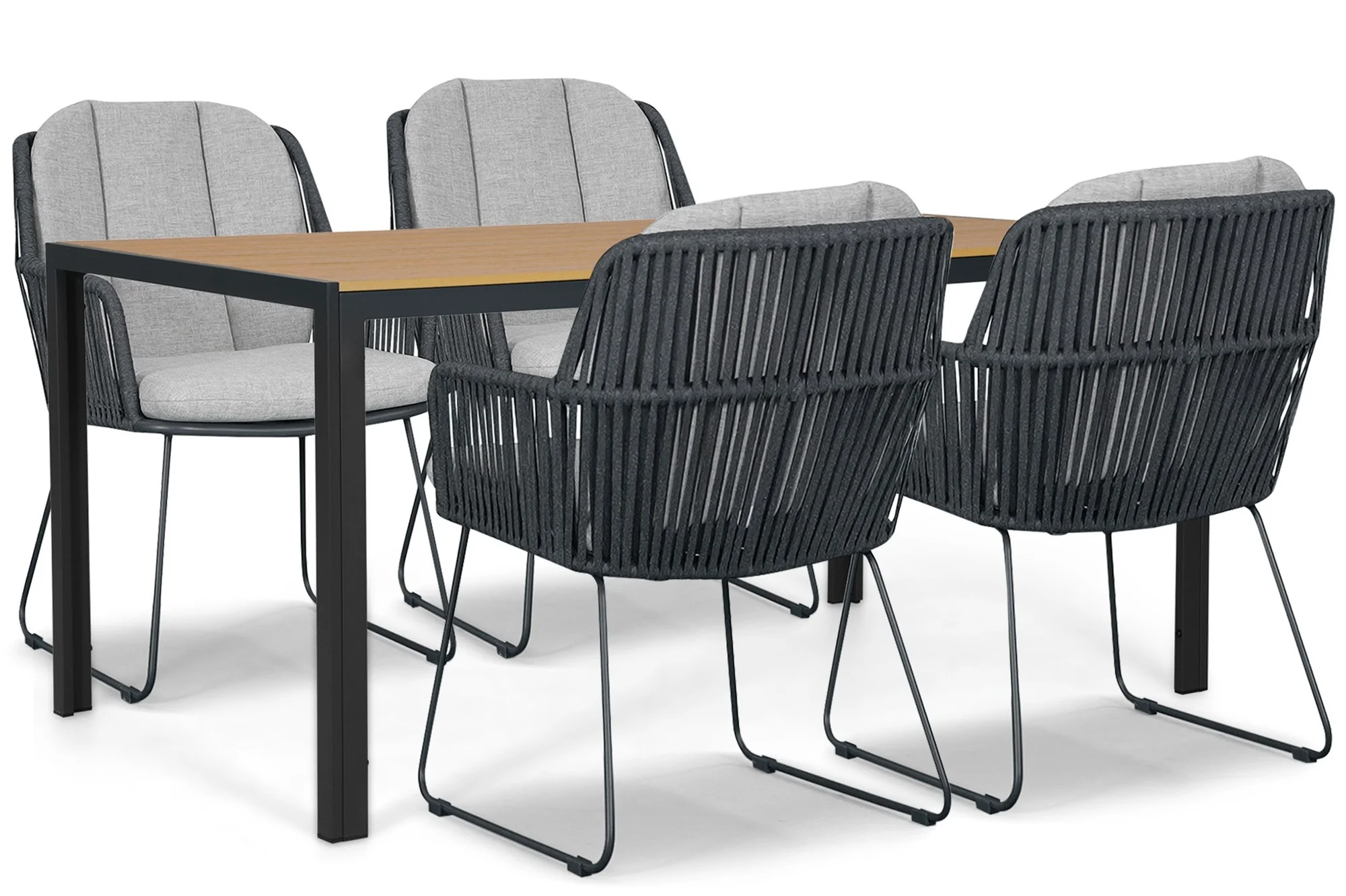 Domani Furniture Trivento/Creta 150x90 cm dining tuinset 5-delig - Grijs-antraciet