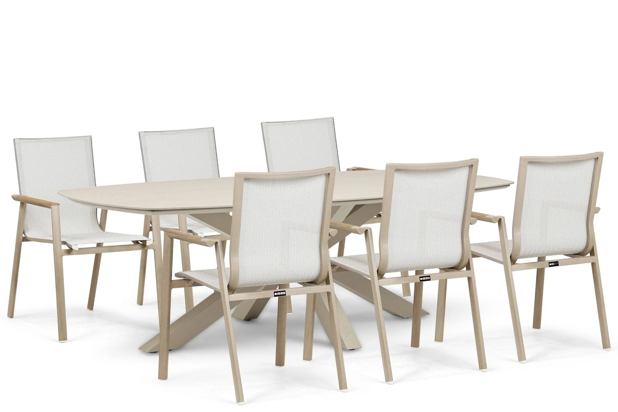 Lifestyle Garden Furniture Fiora/Voyage 240×120 cm dining tuinset 7-delig – Zand/Beige