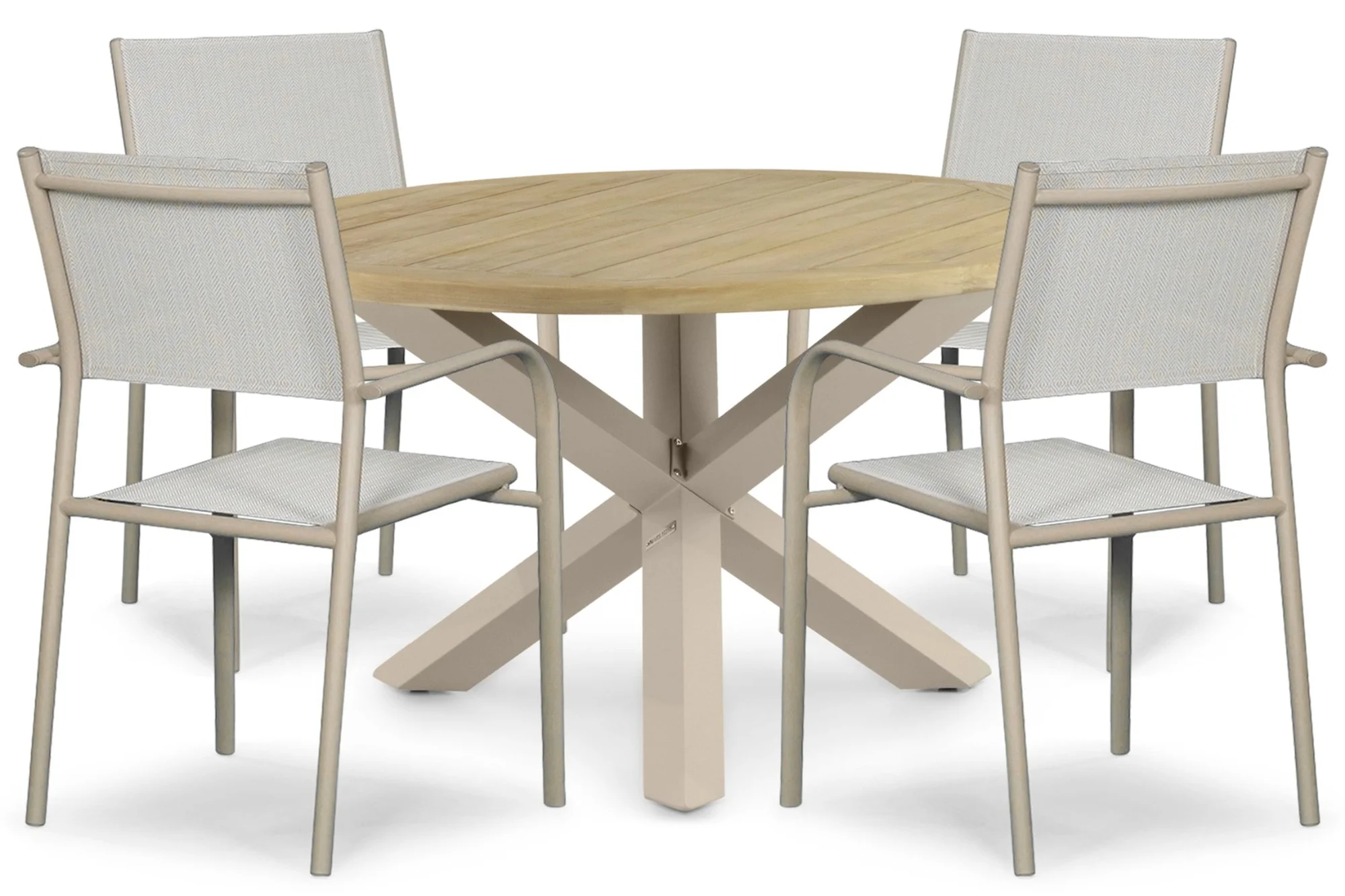Presto Brentino/Rockville 120 cm dining tuinset 5-delig - Taupe-naturel-bruin