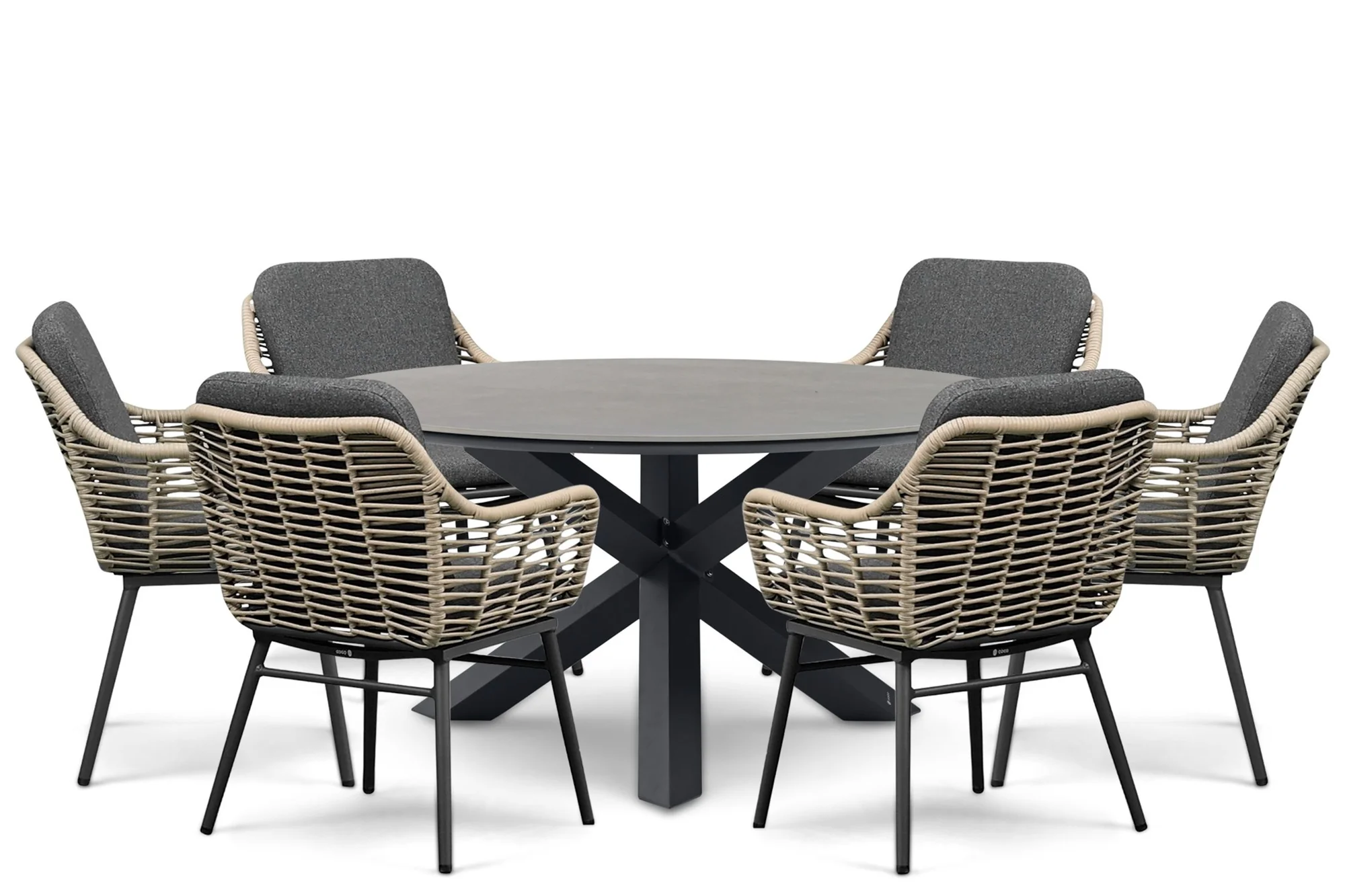 Coco Antoni/Xento 150 cm dining tuinset 7-delig – Grijs-antraciet