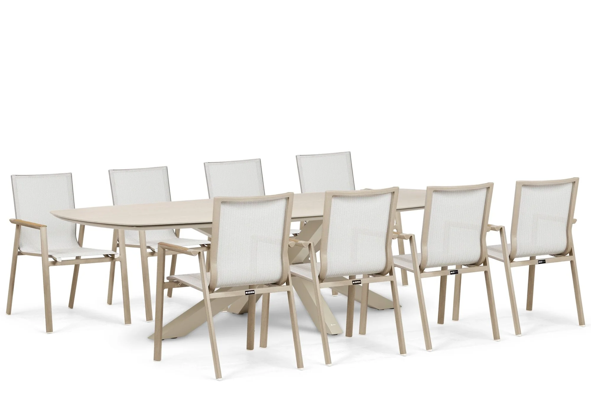 Lifestyle Garden Furniture Fiora/Voyage 300×120 cm dining tuinset 9-delig – Zand/Beige