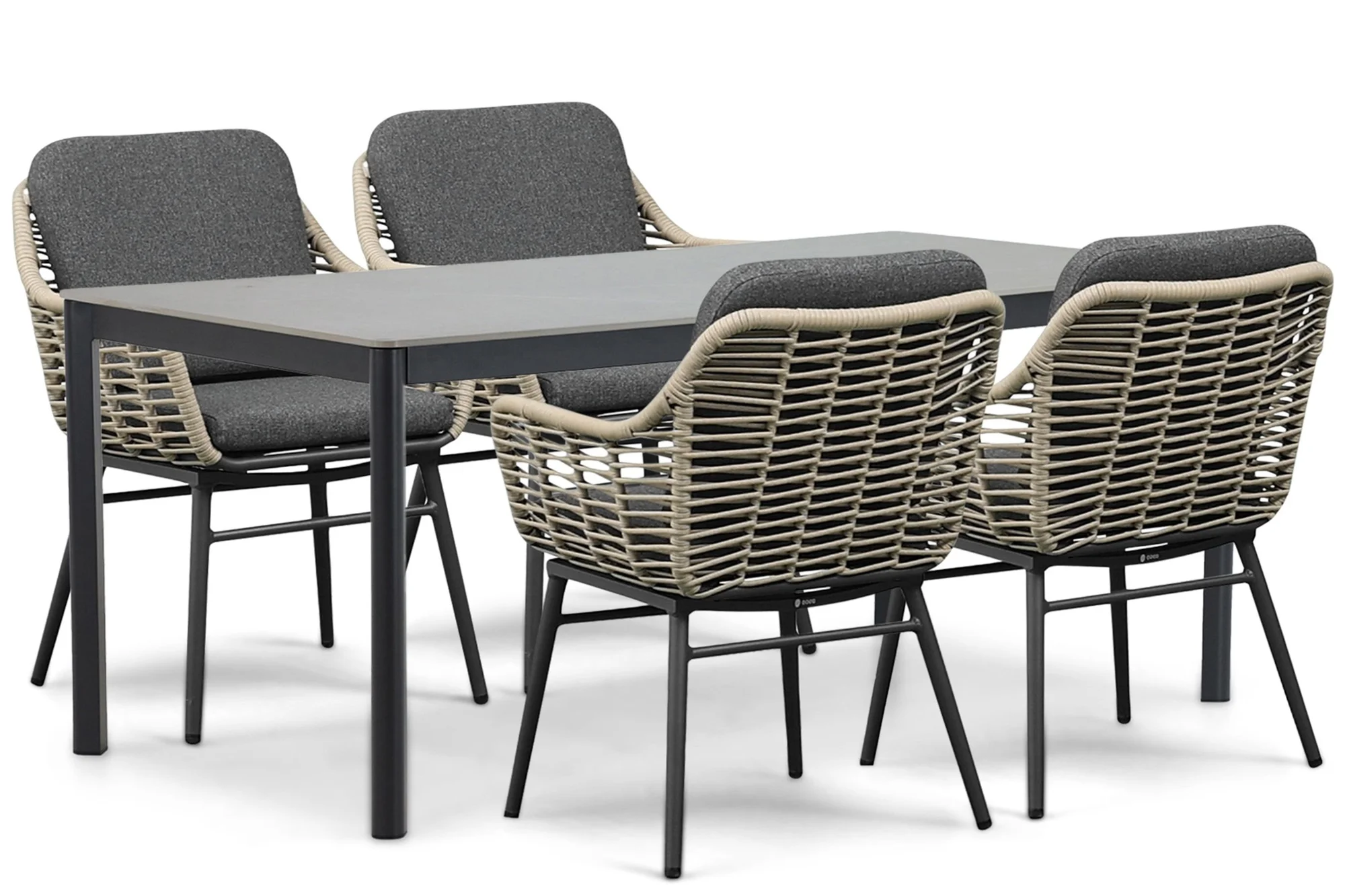 Coco Antoni/Como 180x90 cm dining tuinset 5-delig - Grijs-antraciet