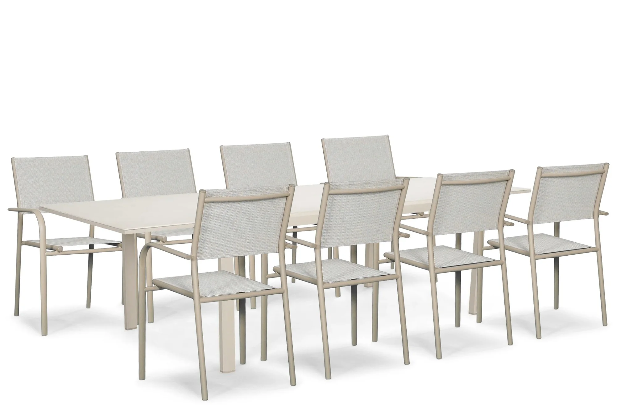Presto Brentino/Tivario 200/300x97 cm dining tuinset 9-delig - Taupe-naturel-bruin