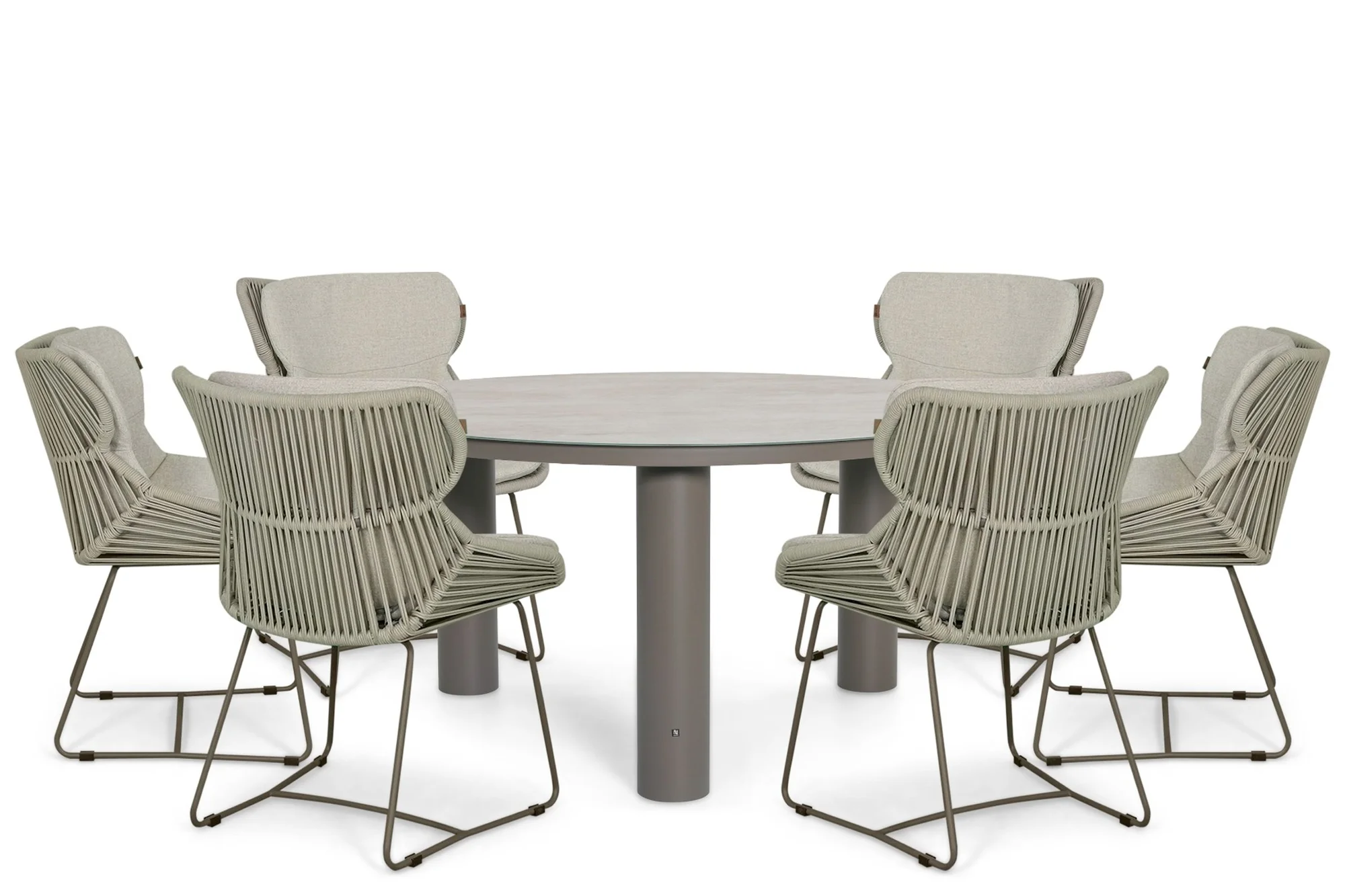 Santika Furniture Samari/Arancia 150 cm dining tuinset 7-delig - Taupe-naturel-bruin