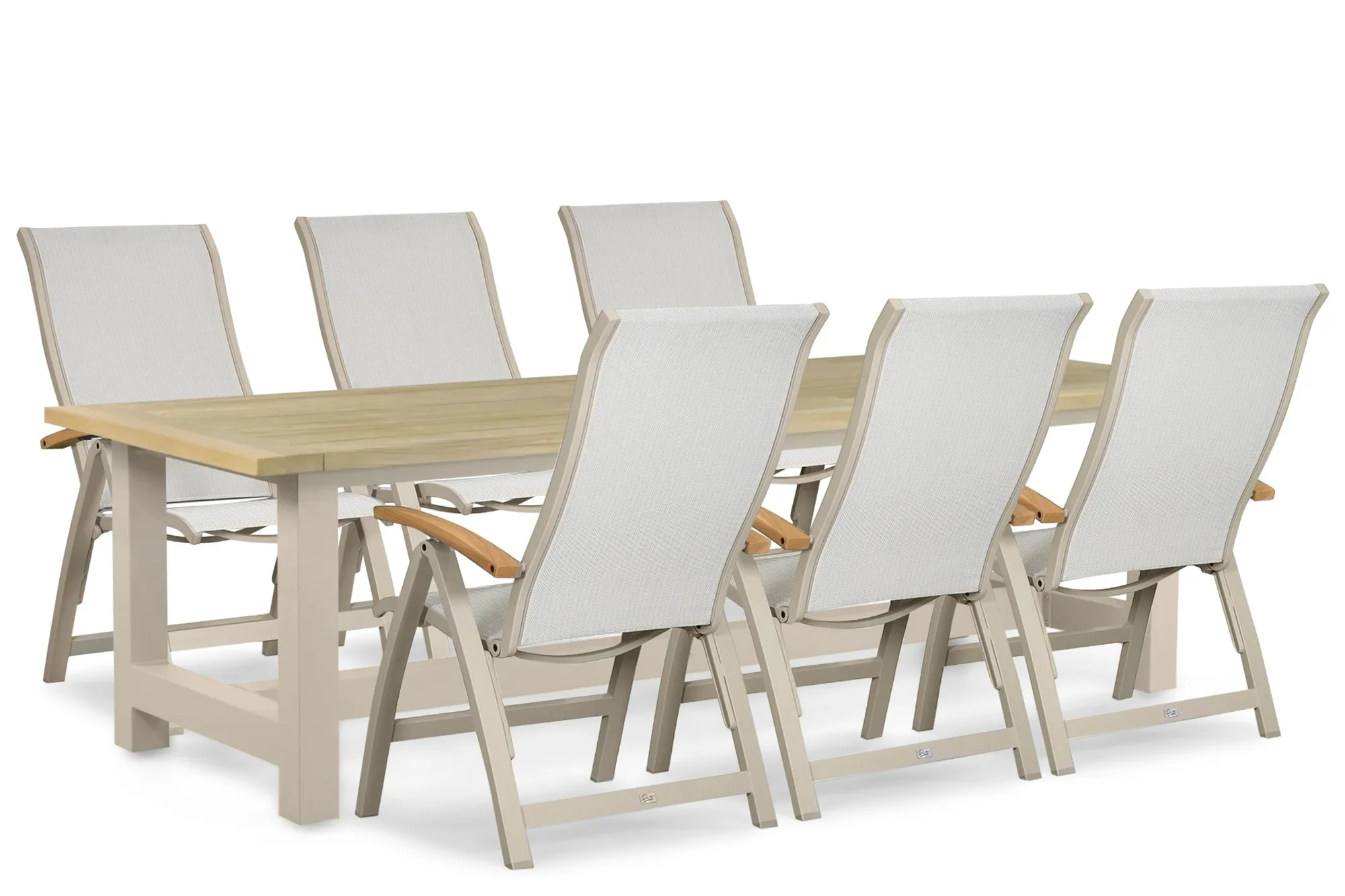 Presto Tarenta/San Francisco 260x100 cm dining tuinset 7-delig - Taupe-naturel-bruin