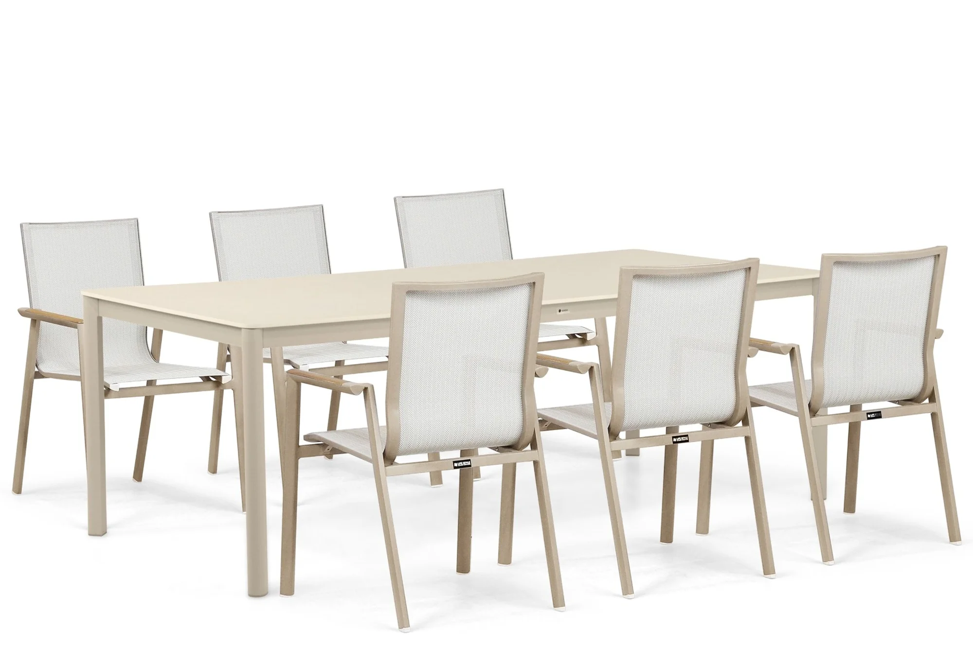Lifestyle Garden Furniture Fiora/Como 220×100 cm dining tuinset 7-delig – Zand/Beige