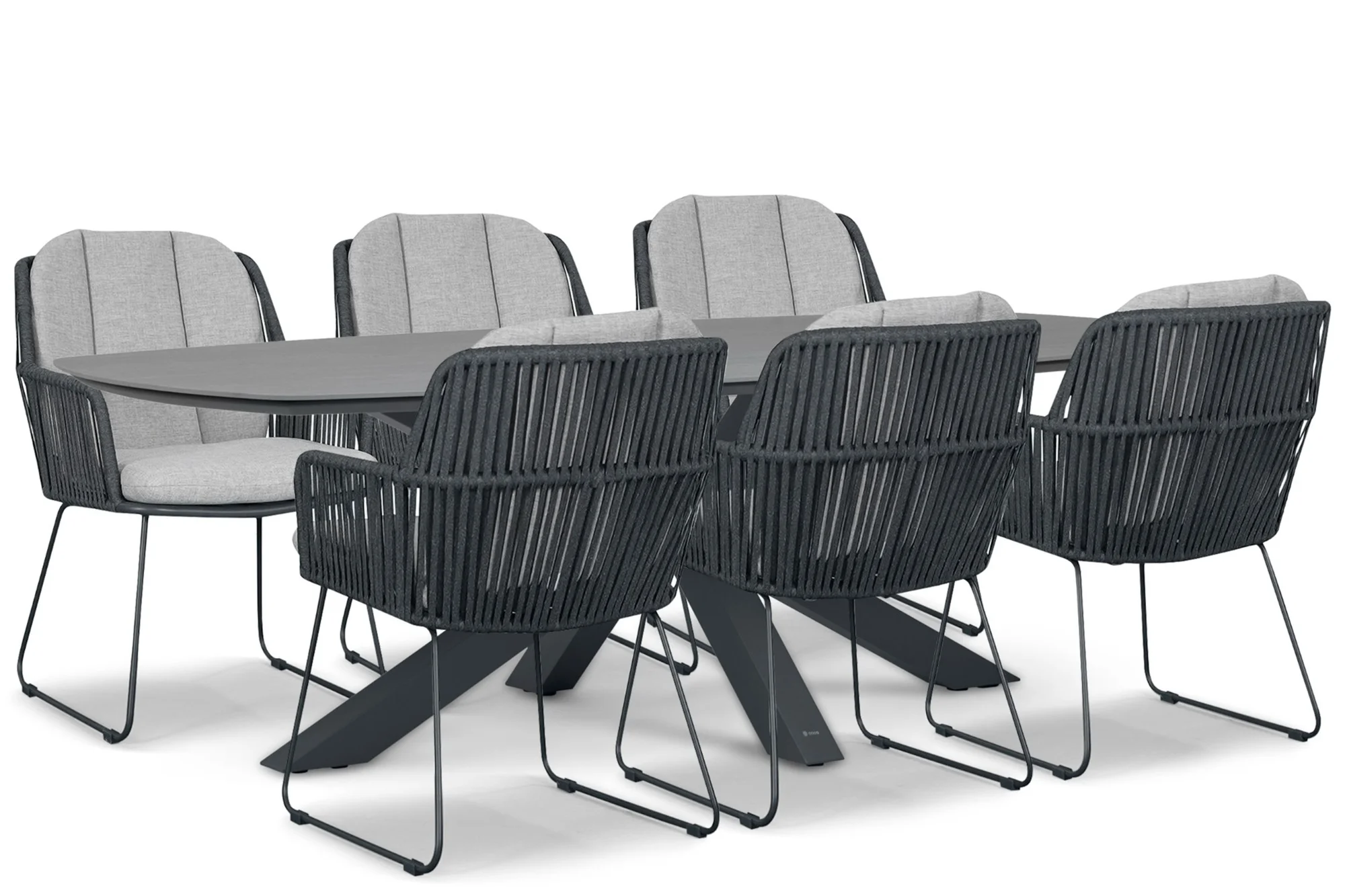 Domani Furniture Trivento/Voyage 240x120 cm dining tuinset 7-delig - Grijs-antraciet