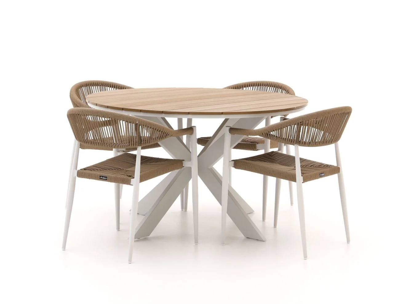 Manifesto Furniture Belpasso/Fidenza ø126cm dining tuinset 5-delig stapelbaar - Bruin