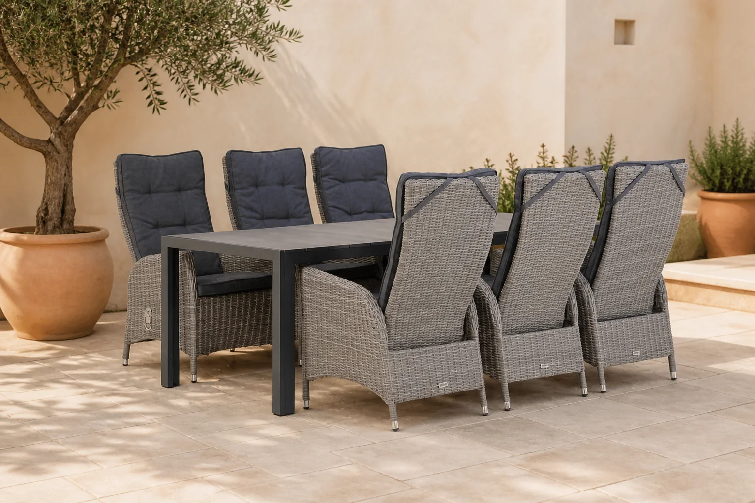 Sfeerfoto van Garden Collections Lincoln/Young 217 cm dining tuinset 7-delig – Grijs-antraciet
