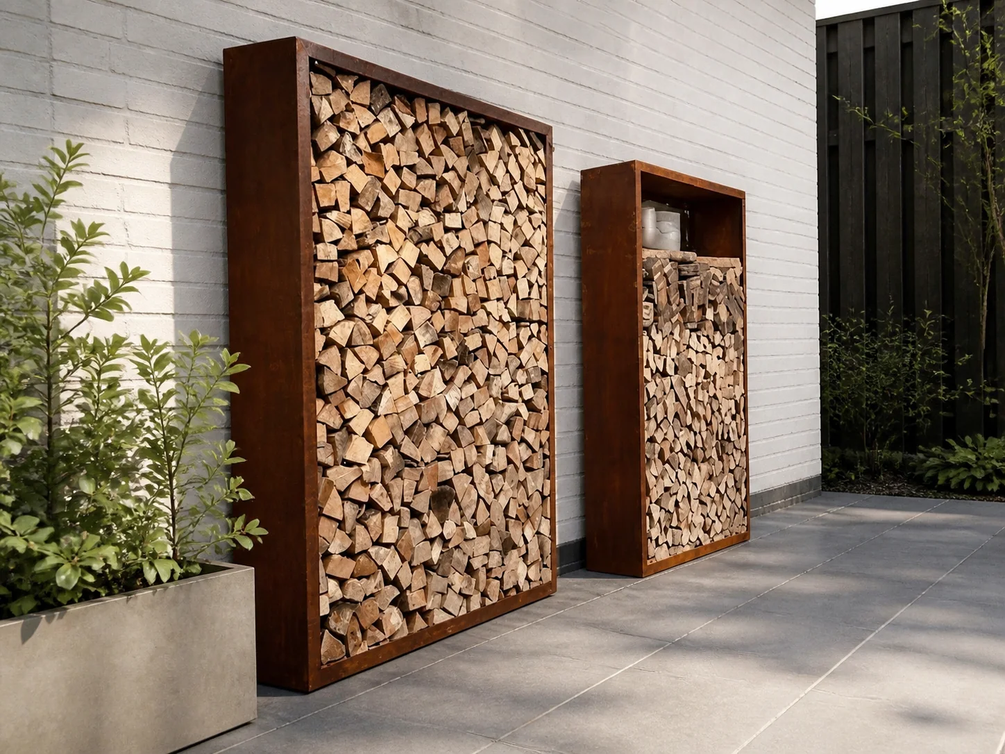 Sfeerfoto van Geroba Houtopslag Egura roestkleurig 50×38,5×150 cm – hout