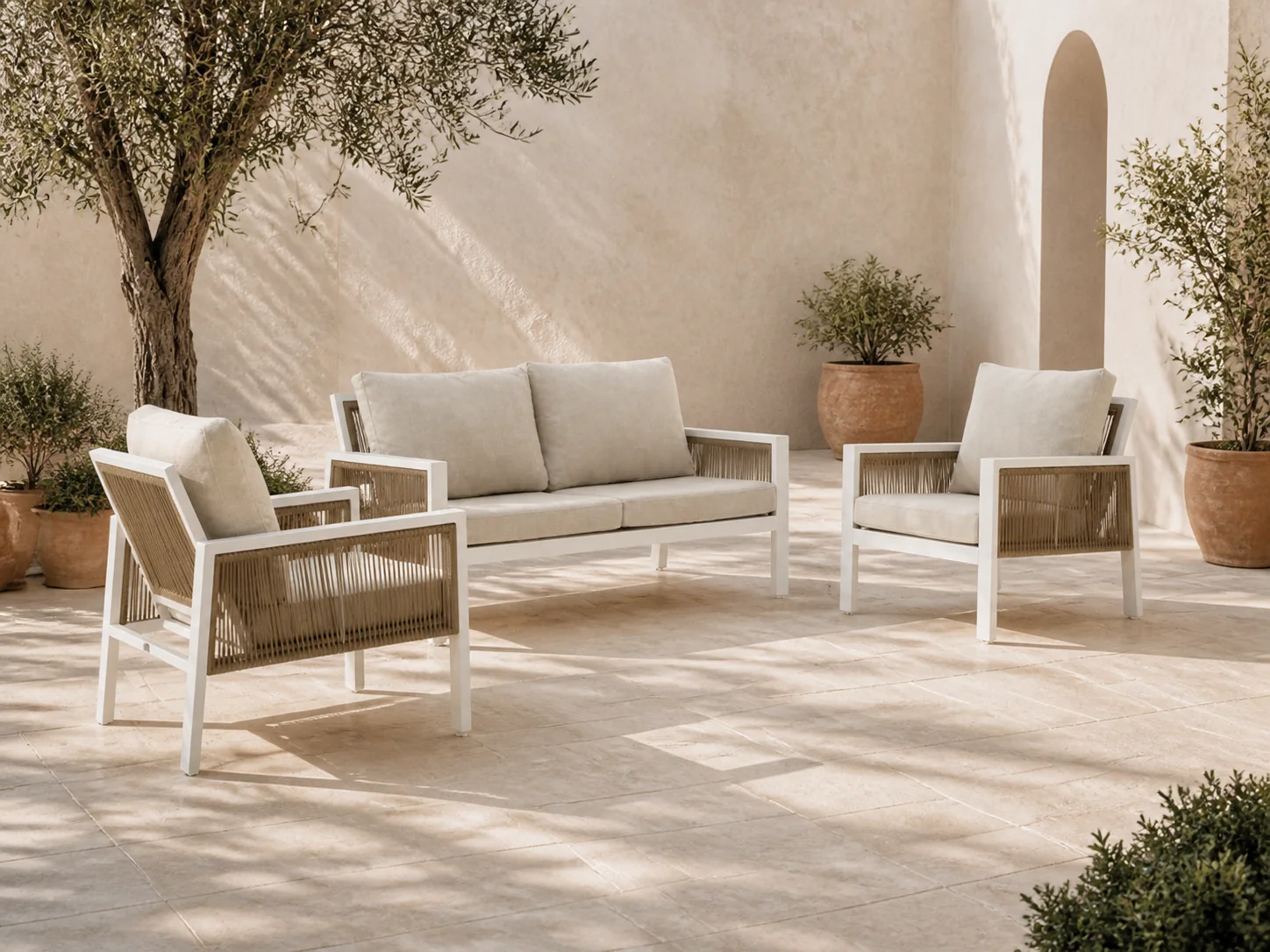 Sfeerfoto van Manifesto Furniture Alzano stoel-bank 3-delig – Wit