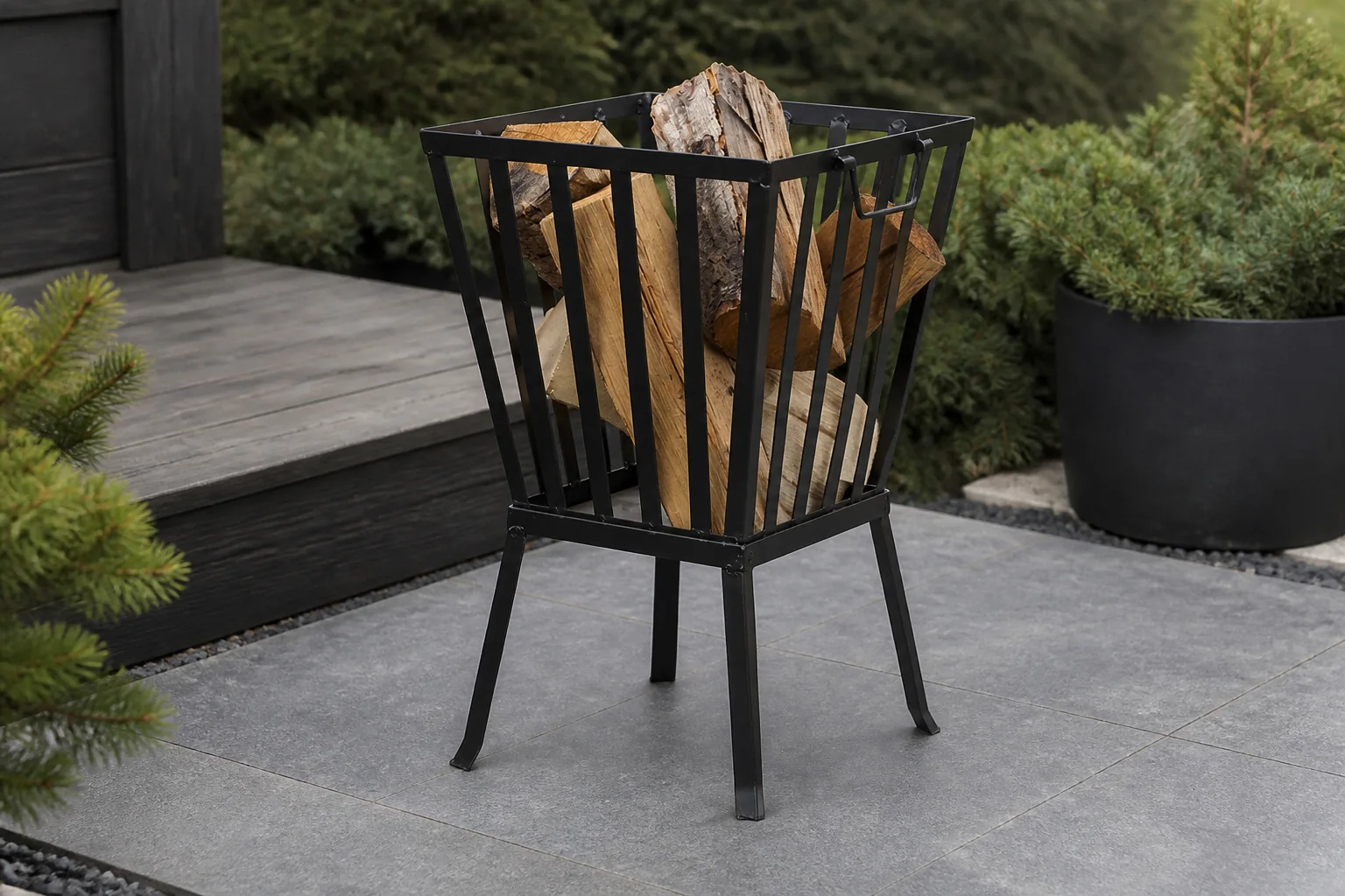 Sfeerfoto van Esschert design Vuurkorf vierkant Fancy Flames