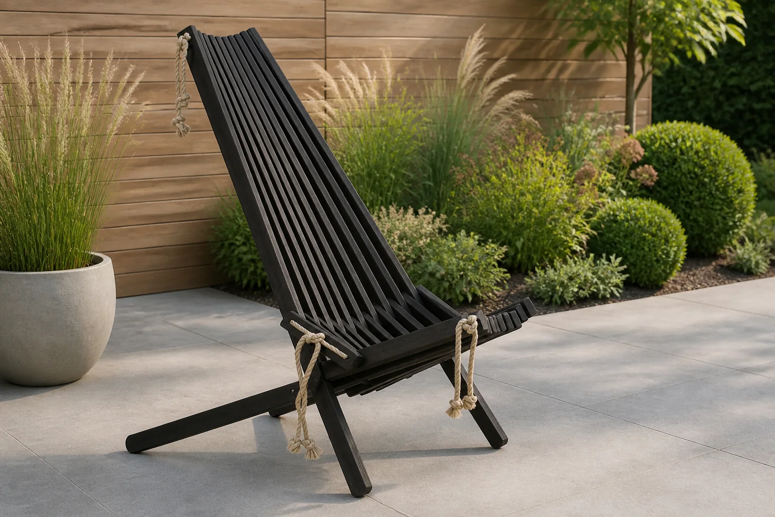Sfeerfoto van Buitengewoon de boet EcoChair EcoFurn zwart tuinmeubel excl. kussen