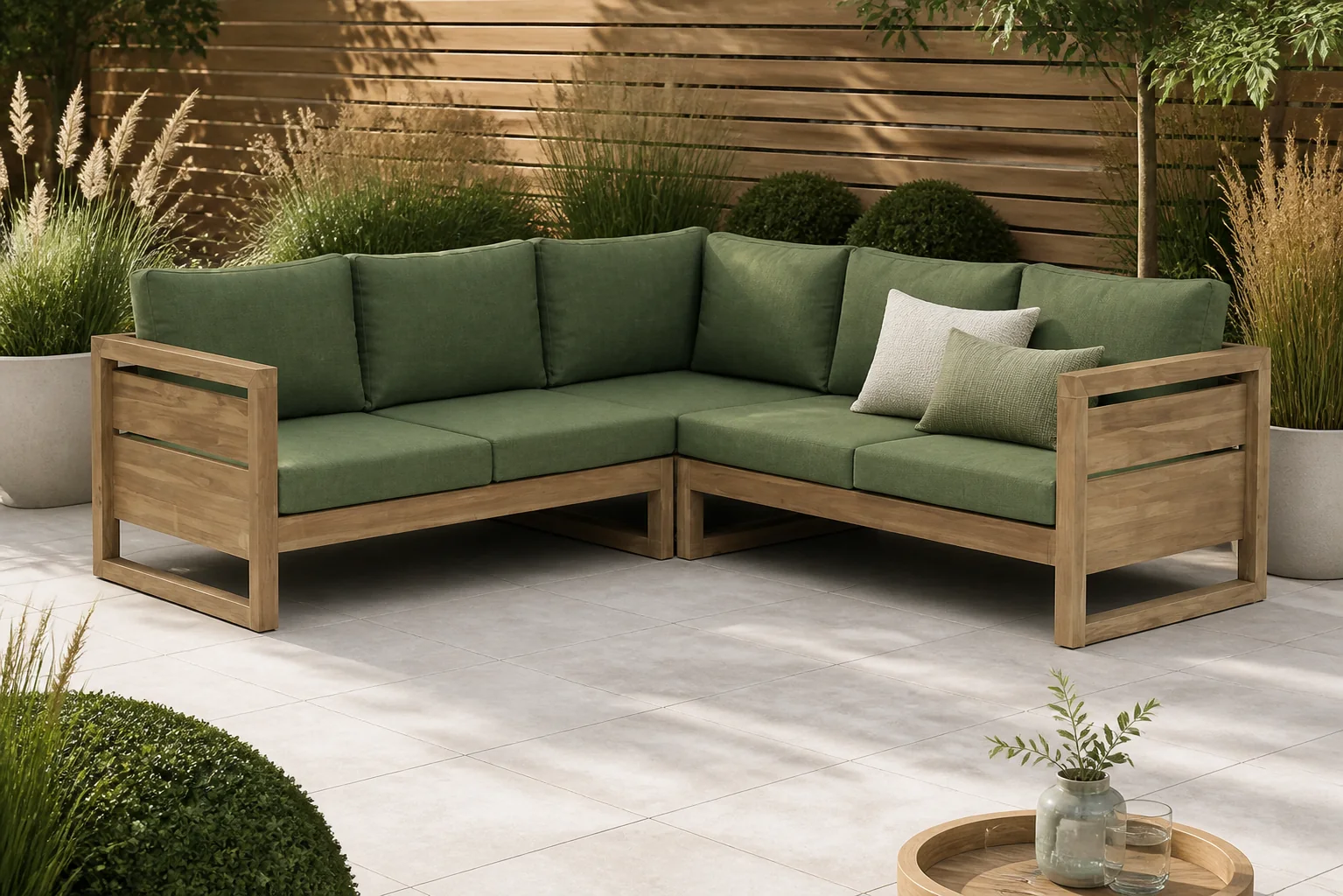 Sfeerfoto van Garden Collections Richmond hoek loungeset 3-delig – Old teak greywash
