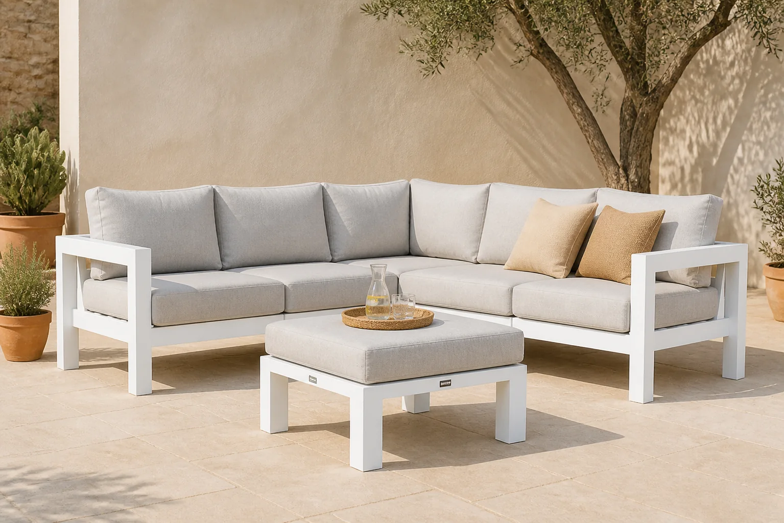 Sfeerfoto van Lifestyle Garden Furniture Luca hoek loungeset 4-delig – Wit
