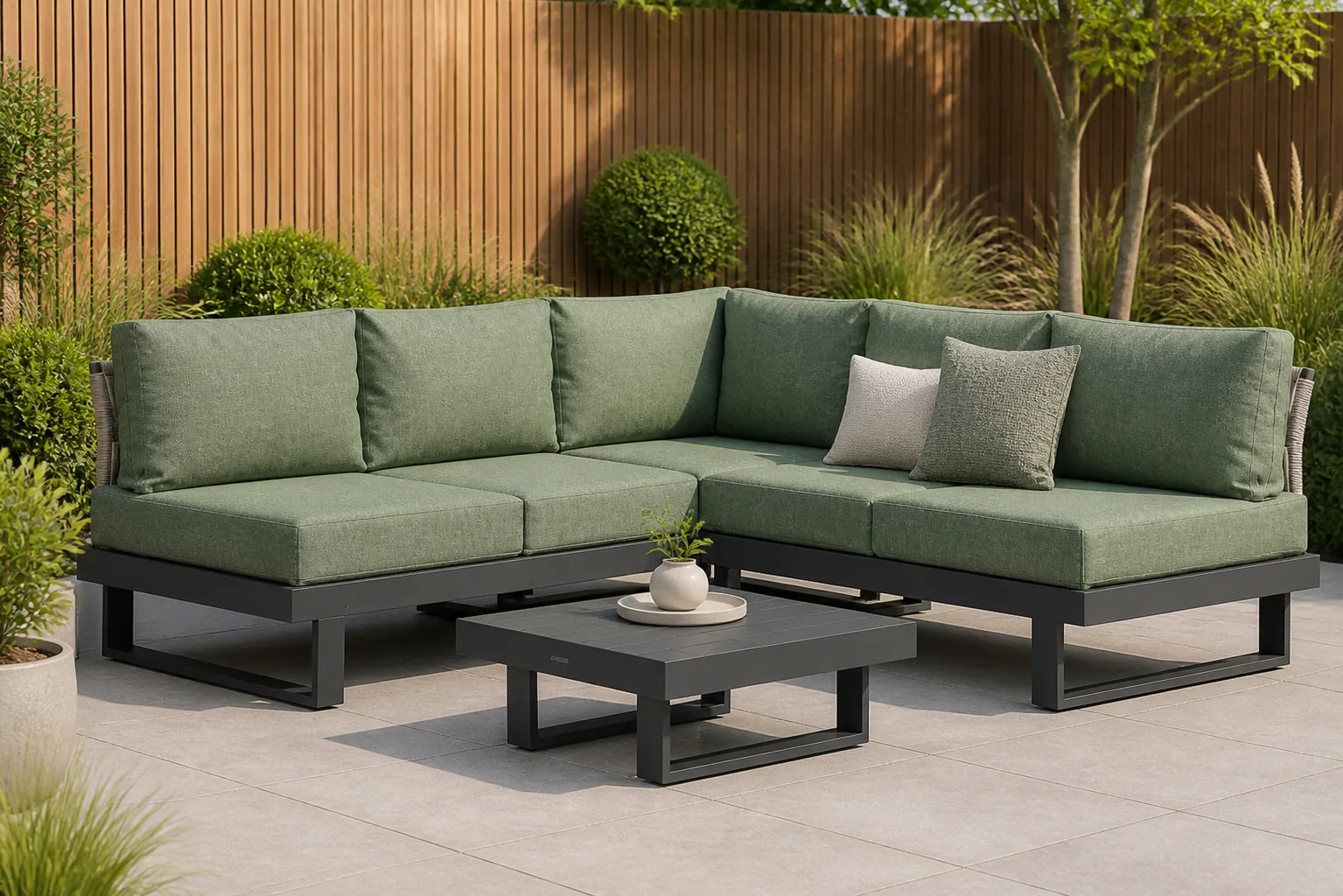 Sfeerfoto van Lifestyle Garden Furniture Lorenzo hoek loungeset 4-delig – Grijs-antraciet
