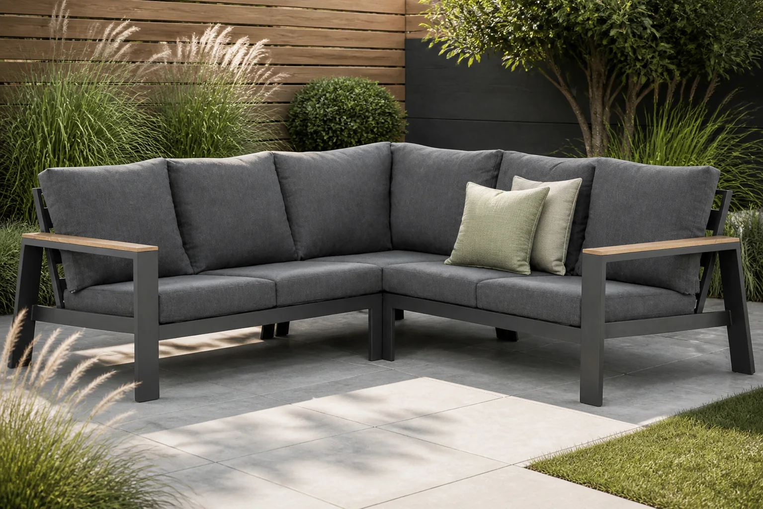 Sfeerfoto van Lifestyle Garden Furniture Marietta hoek loungeset 3-delig – Grijs-antraciet