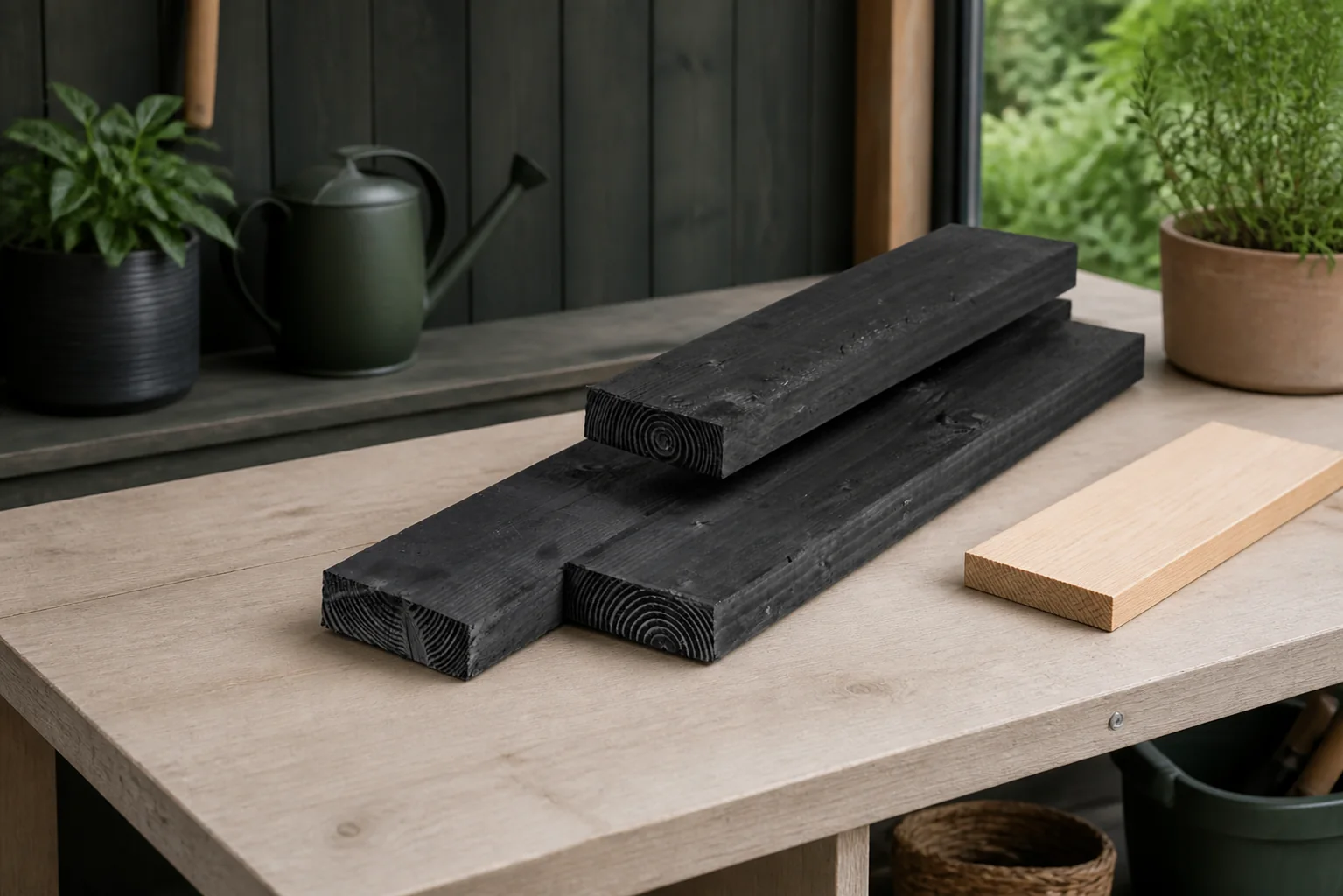 Sfeerfoto van Tuindeco Ligger douglas zwart geimpregneerd 6,3×17,5×305 cm