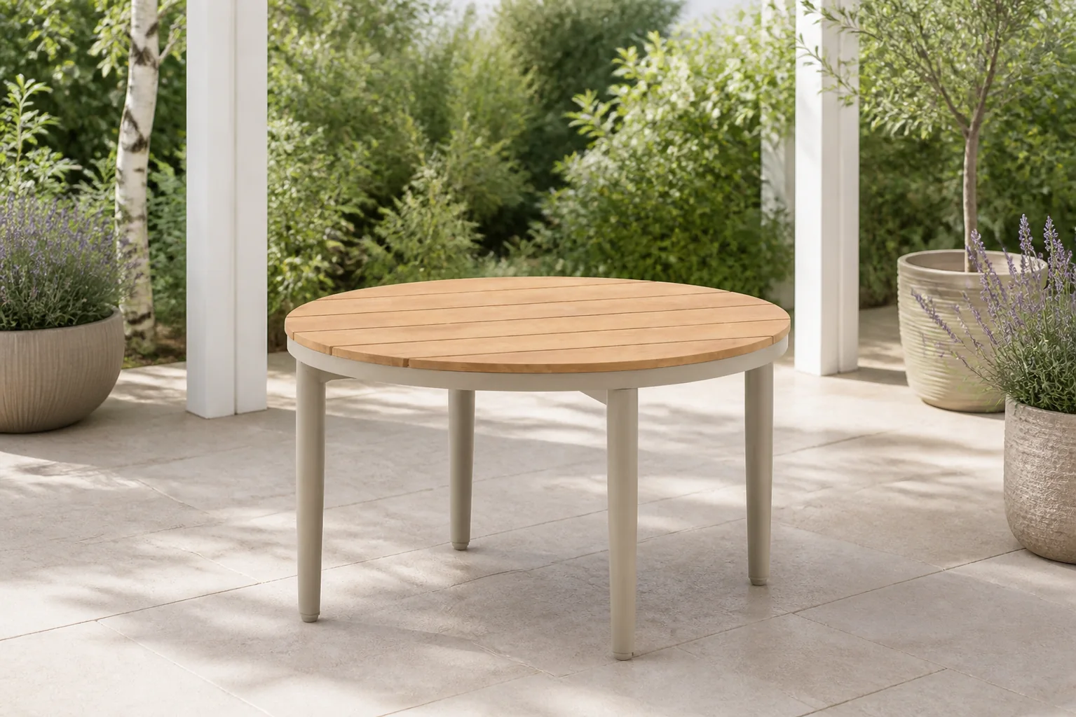 Sfeerfoto van Coco Toscane loungetafel ø 70 cm – Taupe-naturel-bruin