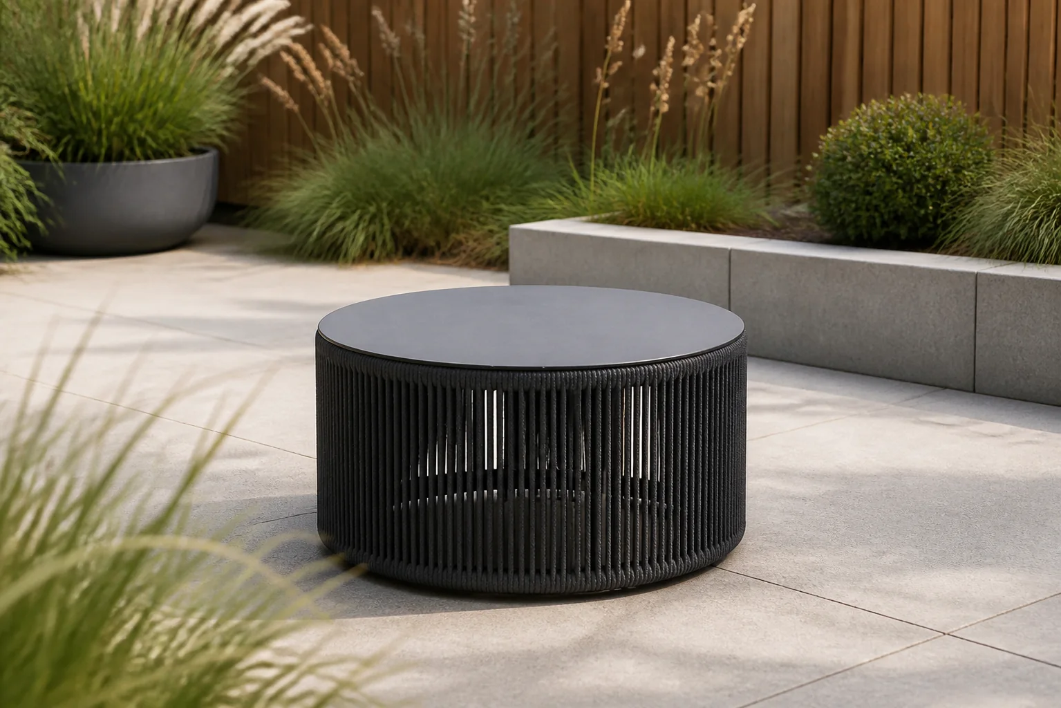 Sfeerfoto van Santika Furniture Corniche coffee tafel 70 cm – Grijs-antraciet